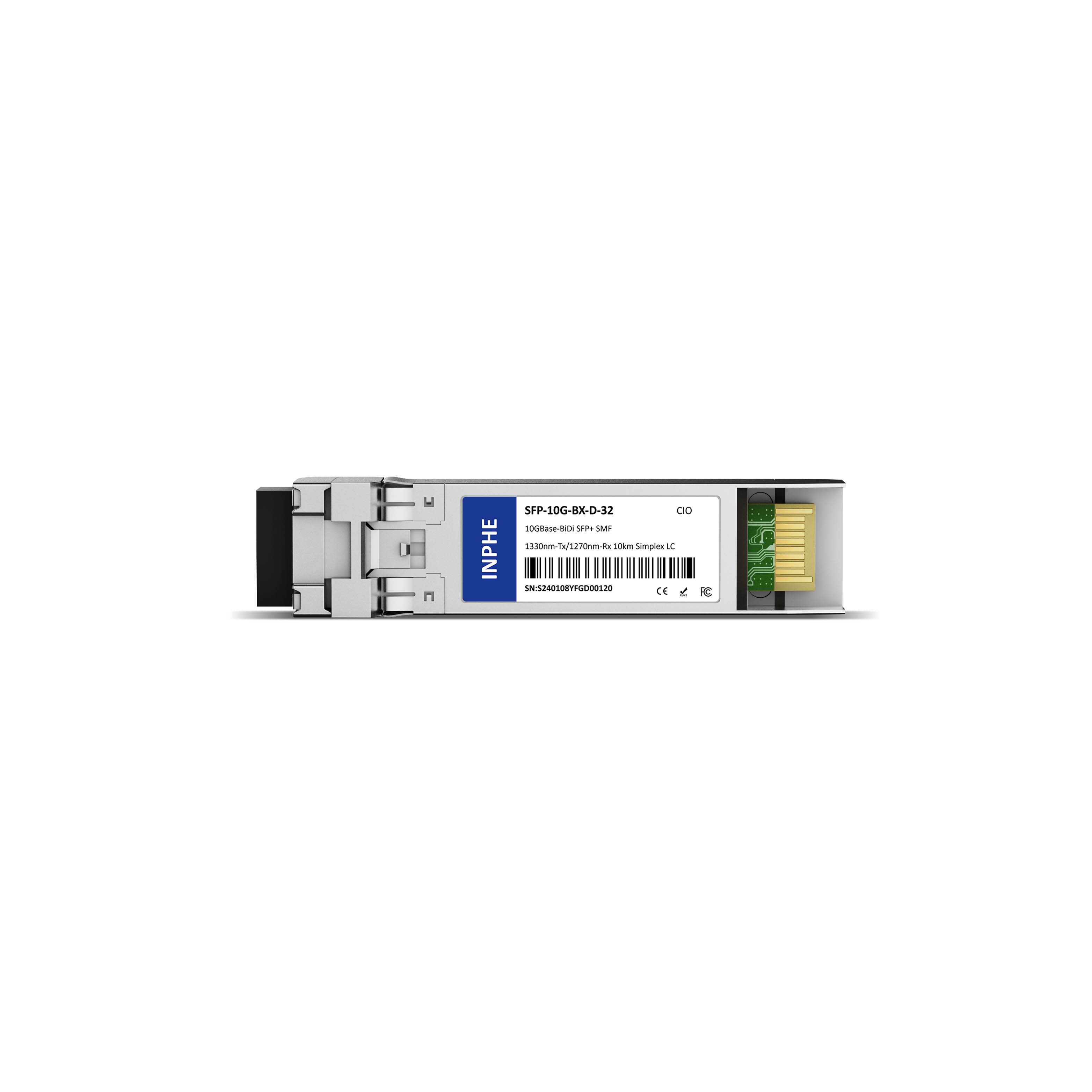 Juniper 740-096088 SFPP-10GE-BX10D-IT Compatible SFP+ 10G BiDi 1330nm-Tx/1270nm-Rx 10km SMF Simplex LC DDM/DOM Optics Transceiver