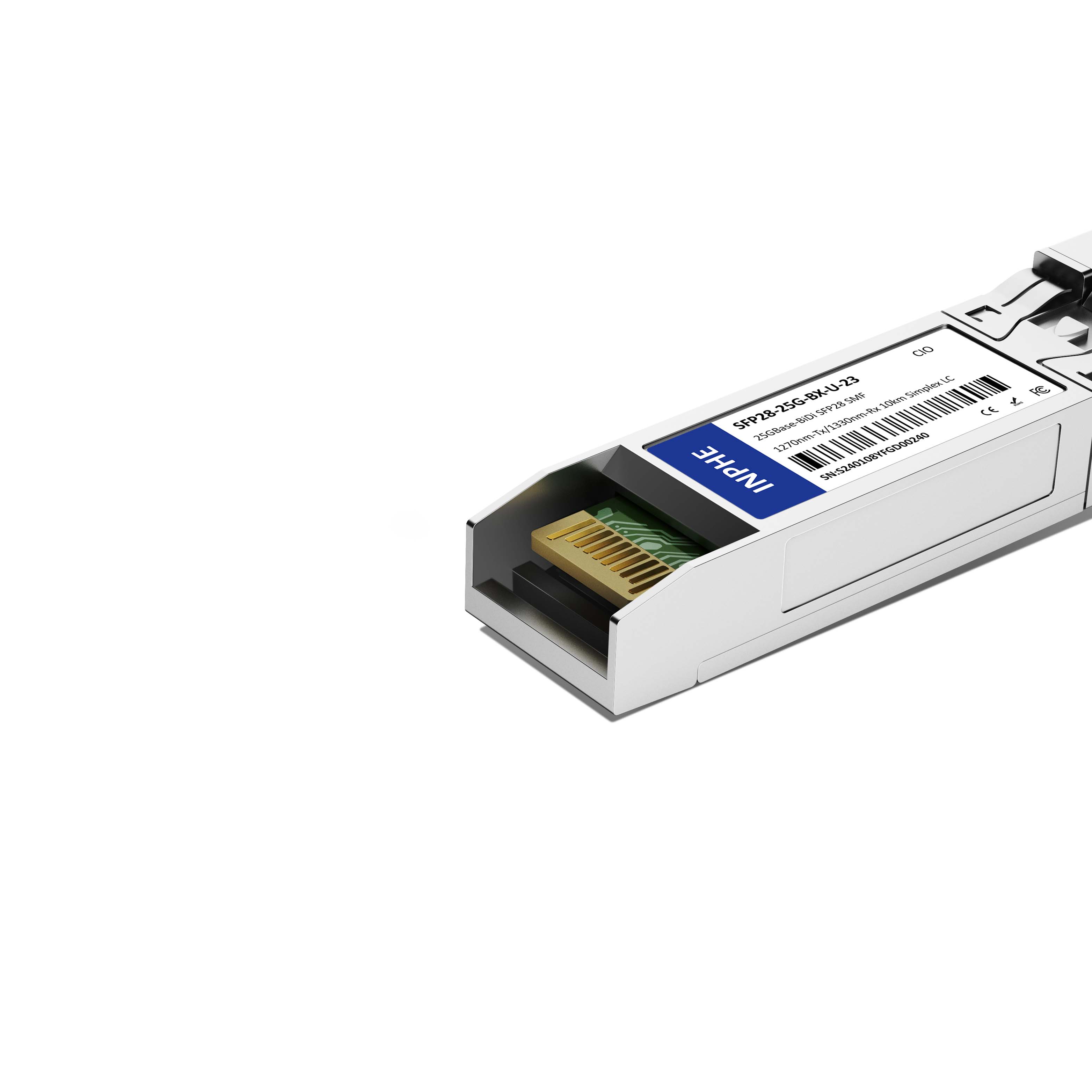 Cisco SFP-10/25G-BXU-I Compatible SFP28 25G BiDi 1270nm-Tx/1330nm-Rx 10km SMF Simplex LC DDM/DOM Optics Transceiver