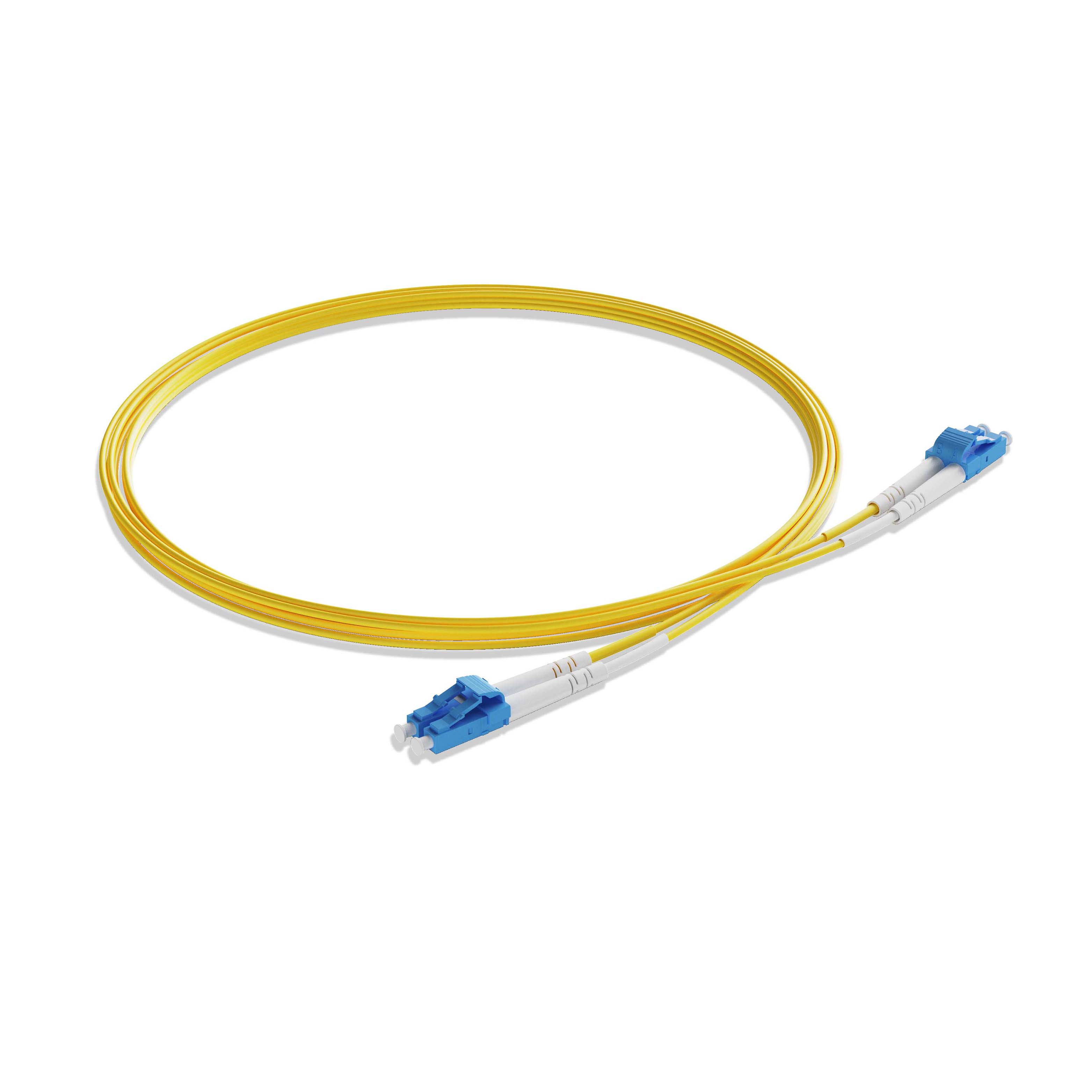 1m 3ft Fiber Patch Cable, 2 Fibers, LC UPC Duplex to LC UPC Duplex, Singlemode OS2, Riser OFNR , 2.0mm, Yellow