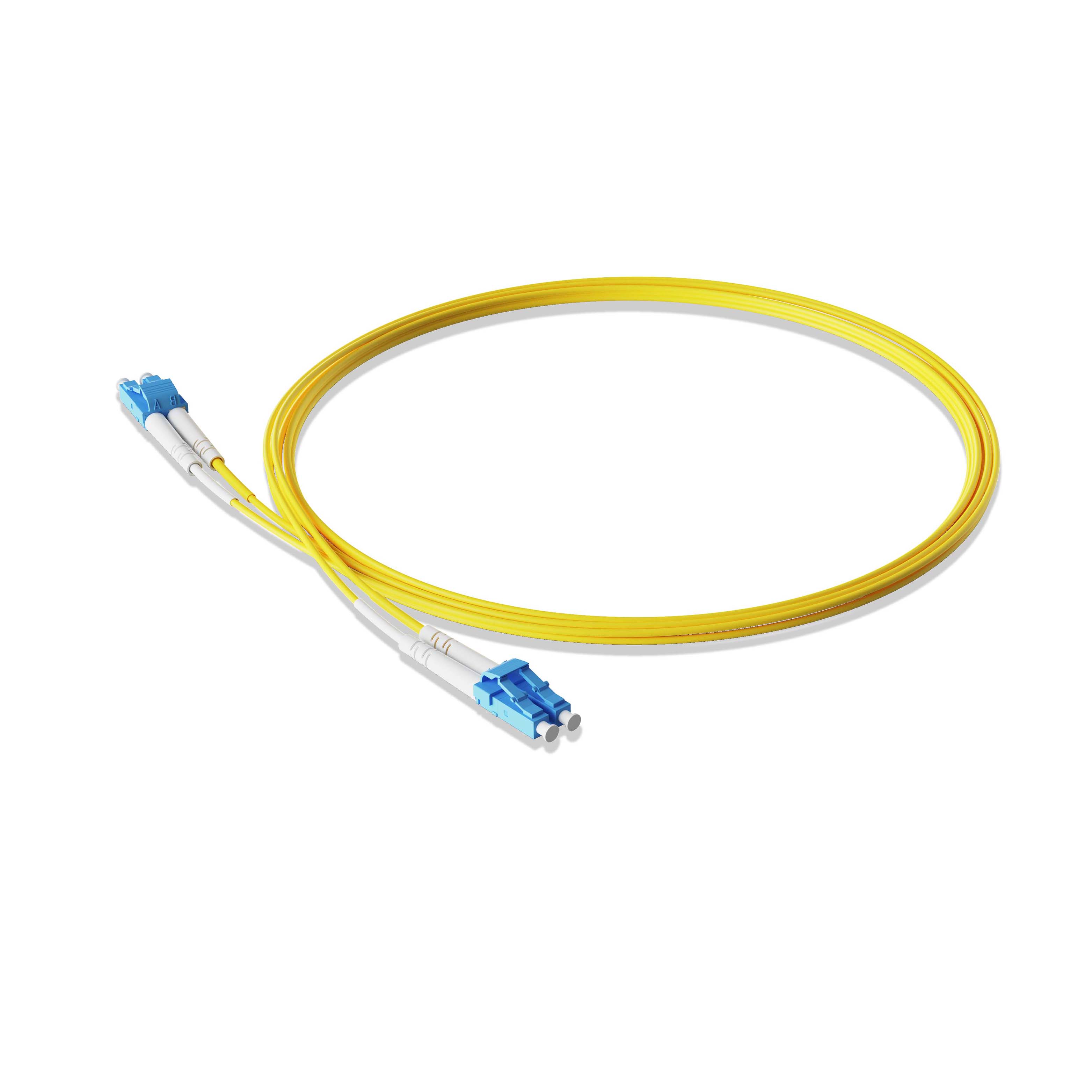 1m 3ft Fiber Patch Cable, 2 Fibers, LC UPC Duplex to LC UPC Duplex, Singlemode OS2, Riser OFNR , 2.0mm, Yellow