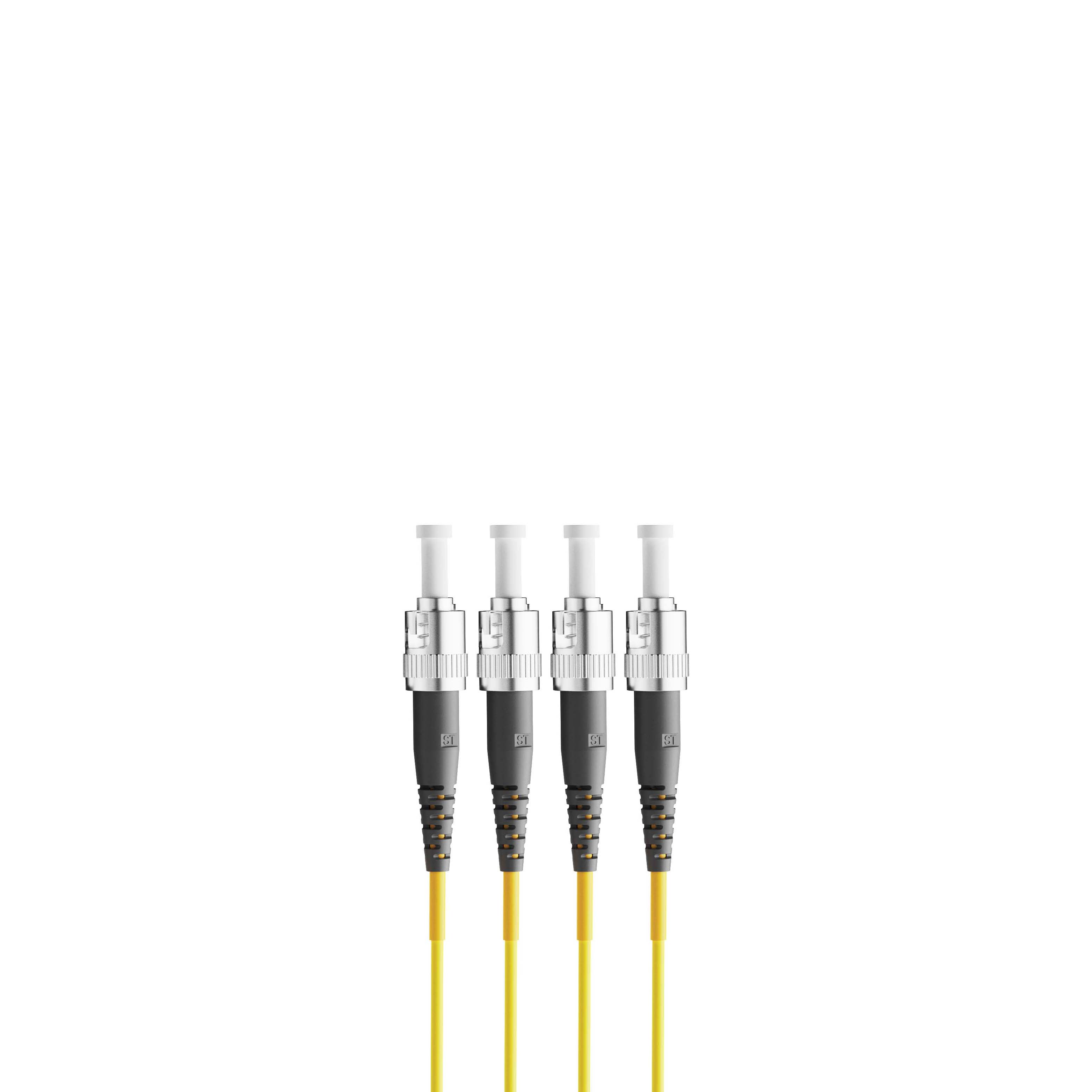1m 3ft Fiber Patch Cable 2 Fibers ST UPC Duplex to ST UPC Duplex Singlemode OS2 Riser OFNR  2.0mm Yellow