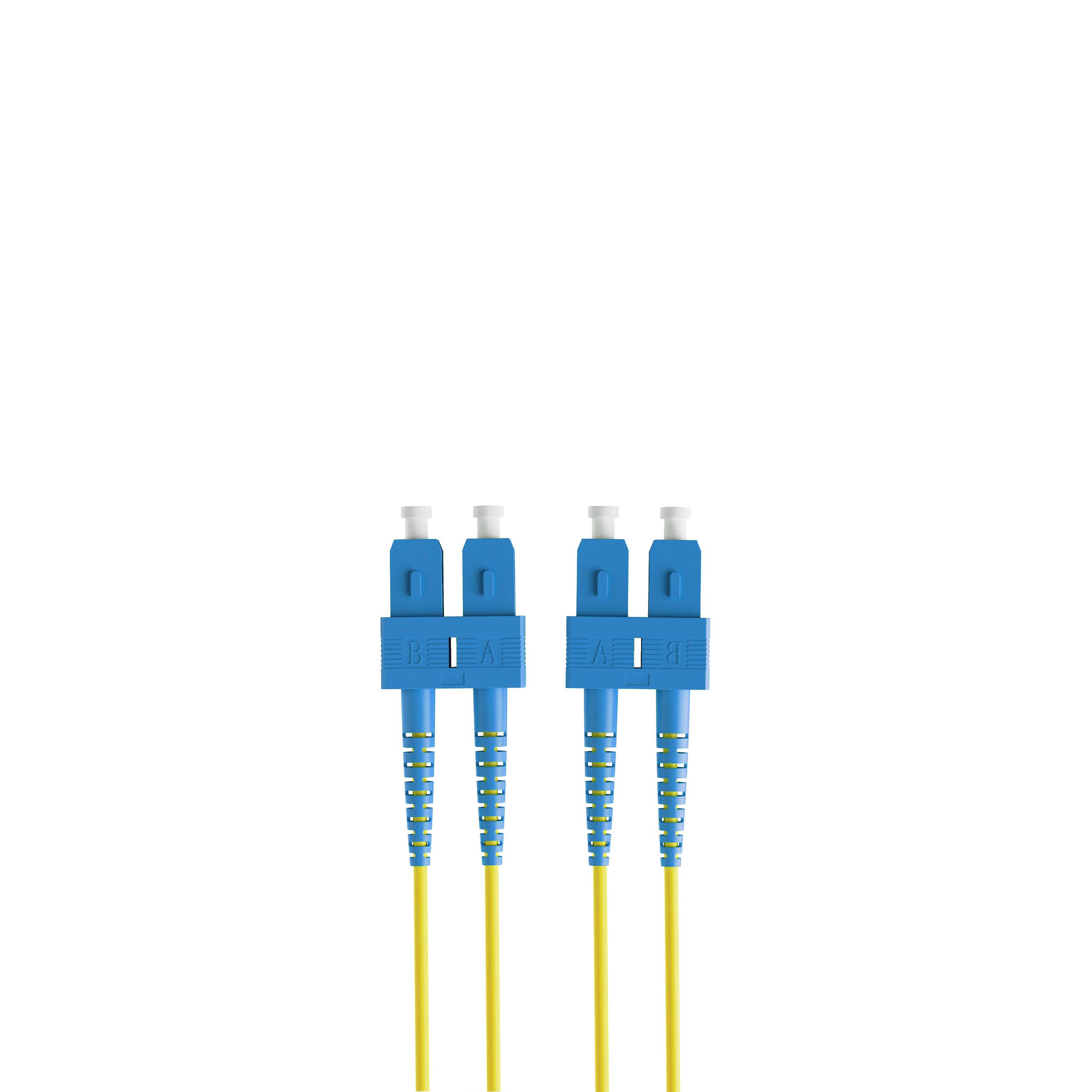 1m 3ft Fiber Patch Cable 2 Fibers SC UPC Duplex to SC UPC Duplex Singlemode OS2 Riser OFNR  2.0mm Yellow