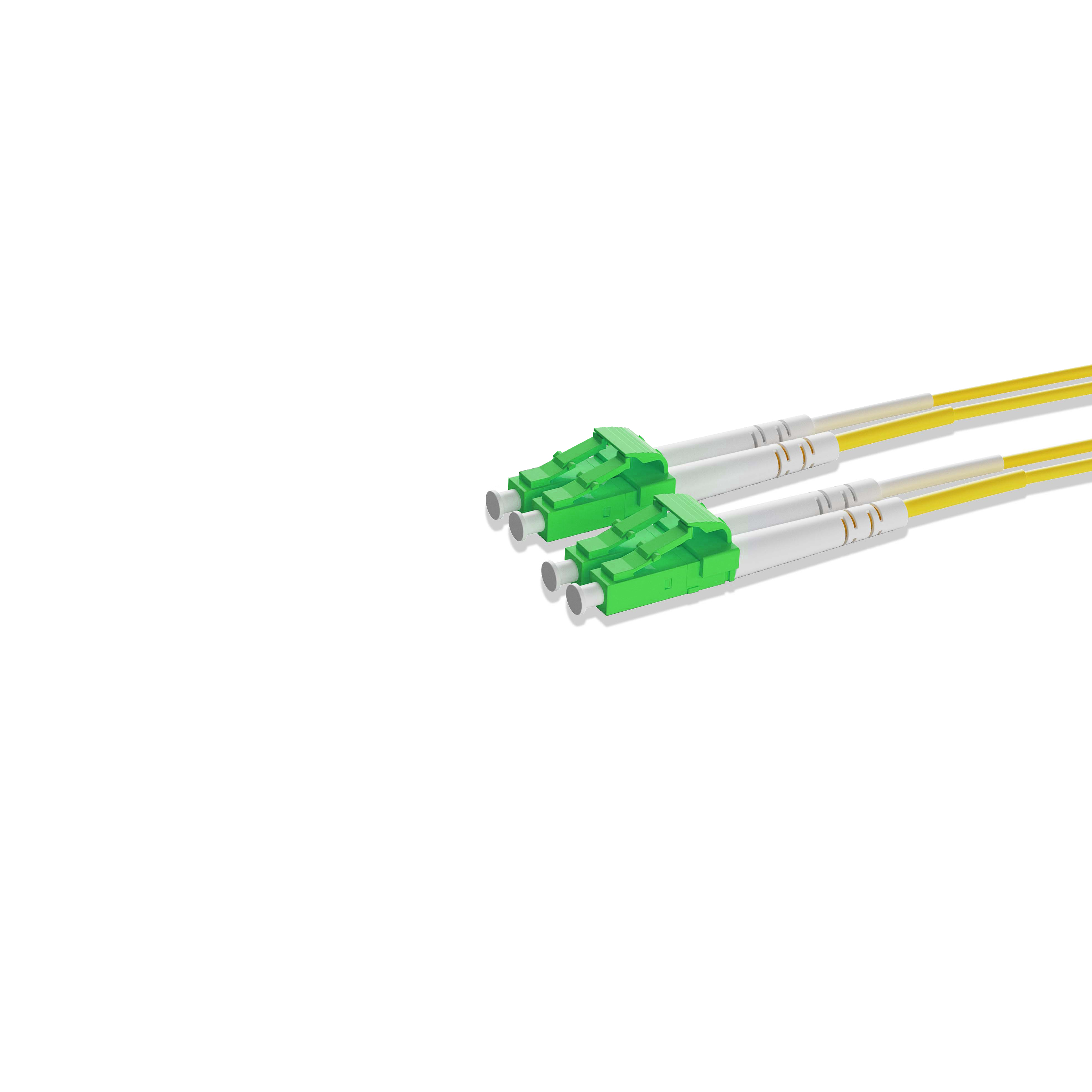 20m 66ft Fiber Patch Cable 2 Fibers LC APC Duplex to LC APC Duplex Singlemode OS2 Riser OFNR  2.0mm Yellow