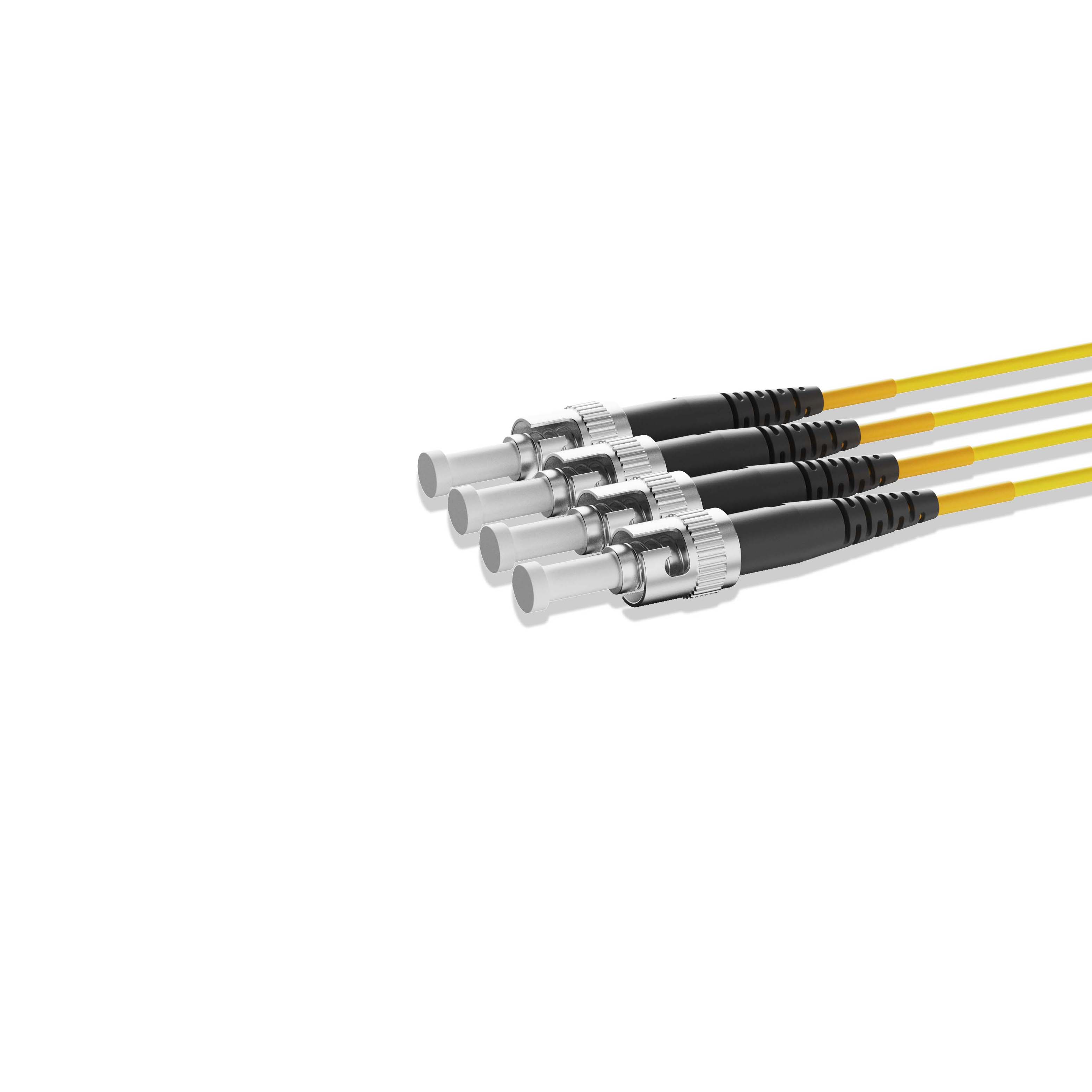 1m 3ft Fiber Patch Cable 2 Fibers ST UPC Duplex to ST UPC Duplex Singlemode OS2 Riser OFNR  2.0mm Yellow
