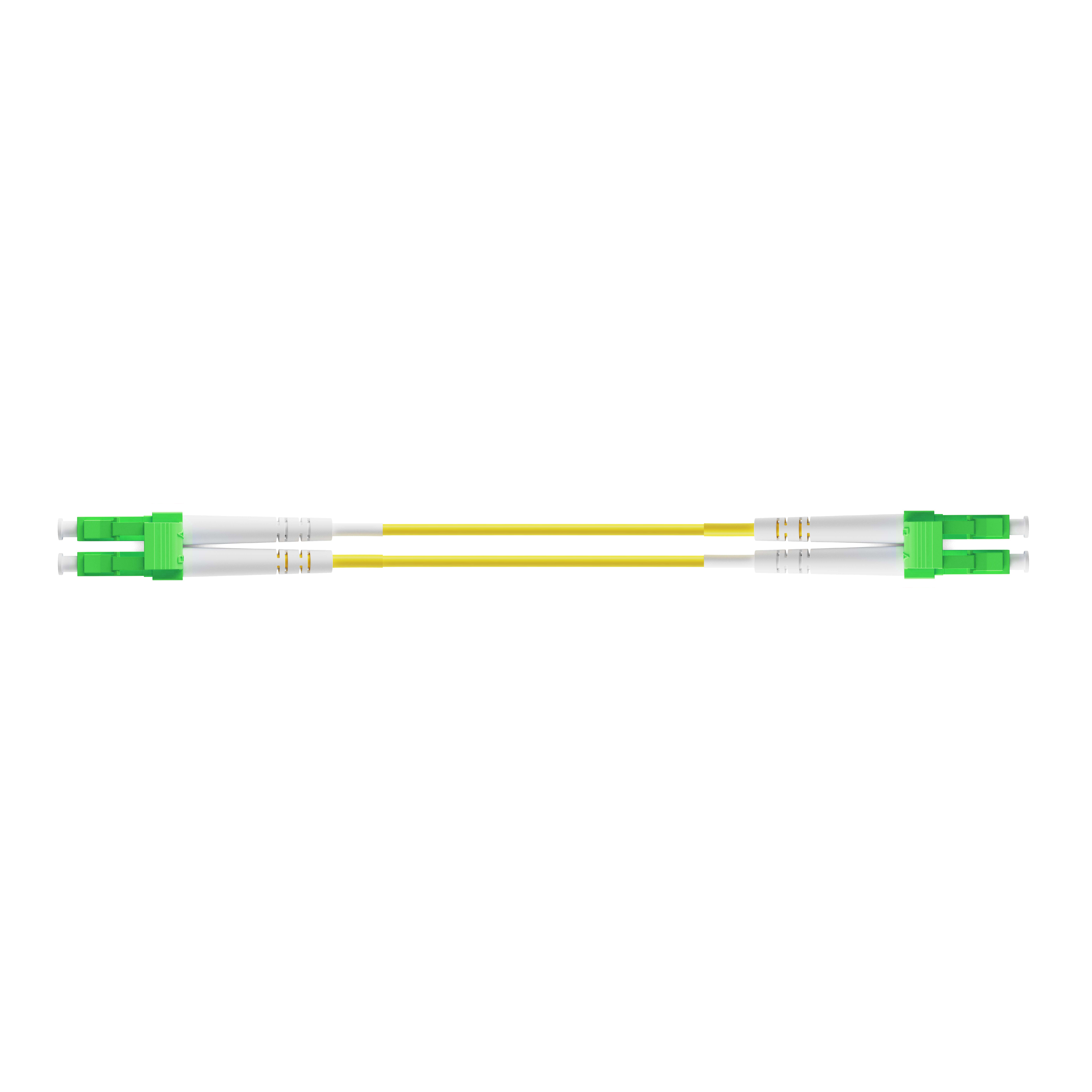 1m 3ft Fiber Patch Cable 2 Fibers LC APC Duplex to LC APC Duplex Singlemode OS2 Riser OFNR  2.0mm Yellow