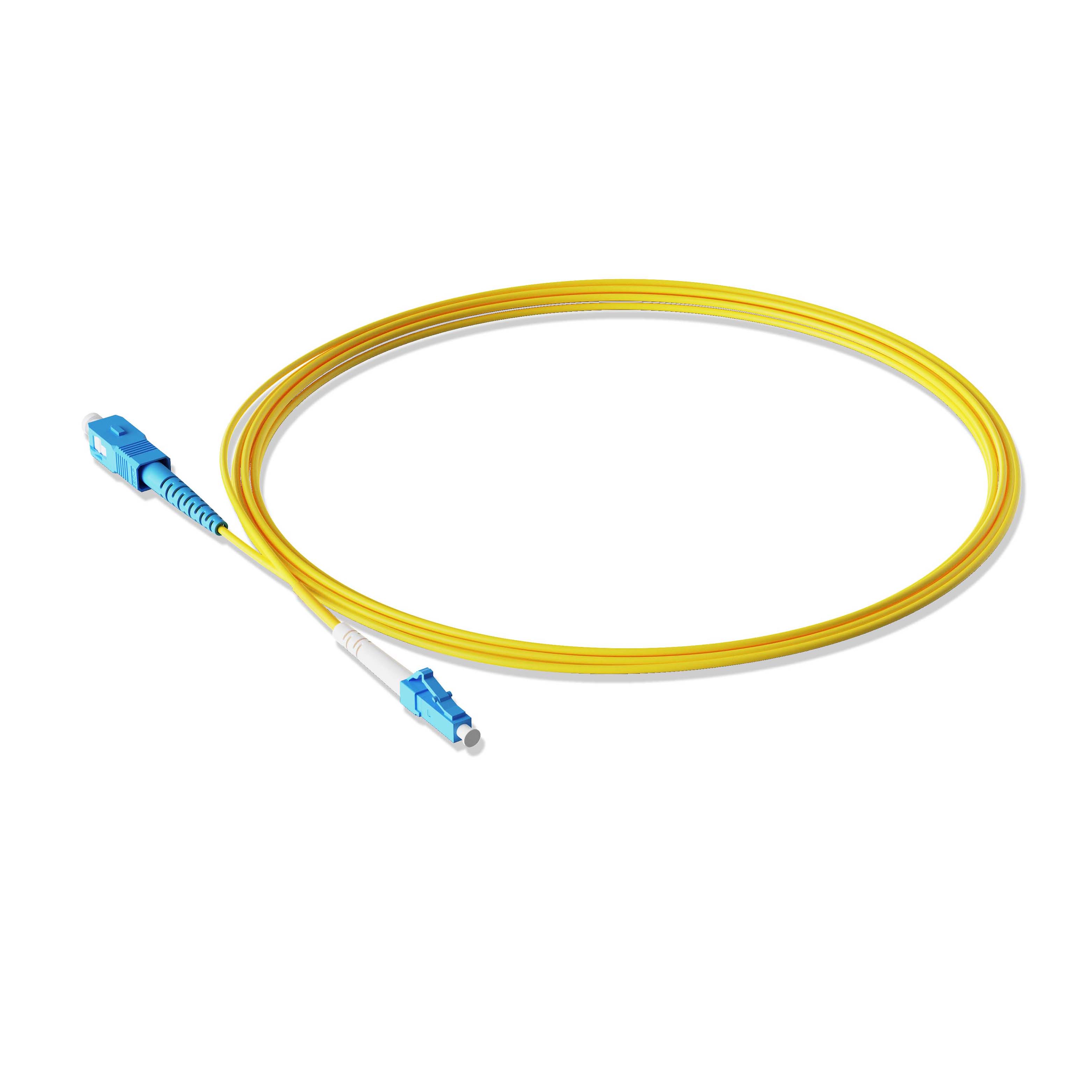 0.3m 0.98ft Fiber Patch Cable 1 Fiber LC UPC Simplex to SC UPC Simplex Singlemode OS2 Riser OFNR 2.0mm Yellow