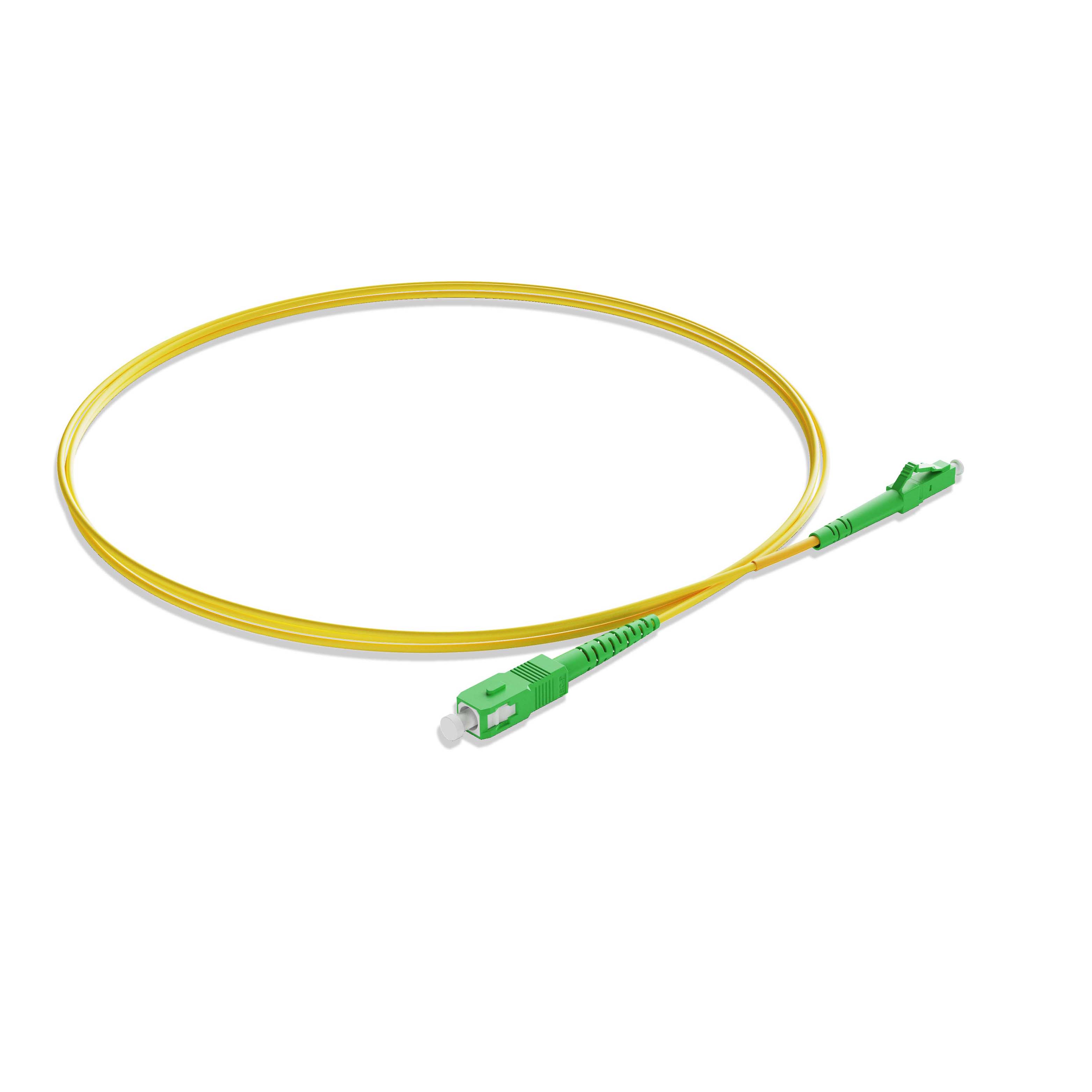0.3m 0.98ft Fiber Patch Cable 1 Fiber LC APC Simplex to SC APC Simplex Singlemode OS2 Riser OFNR  2.0mm Yellow