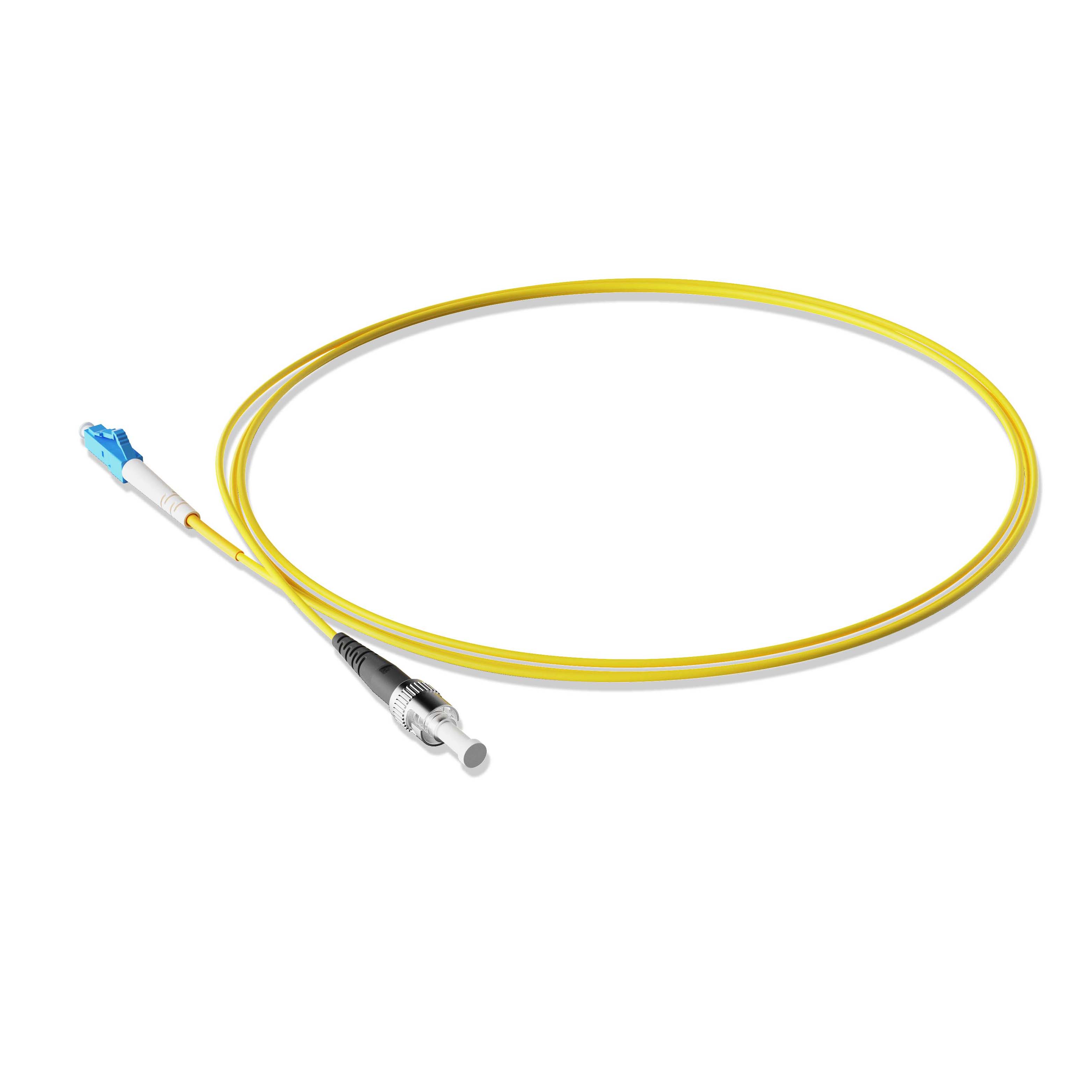 0.3m 0.98ft Fiber Patch Cable 1 Fiber LC UPC Simplex to ST UPC Simplex Singlemode OS2 Riser OFNR  2.0mm Yellow