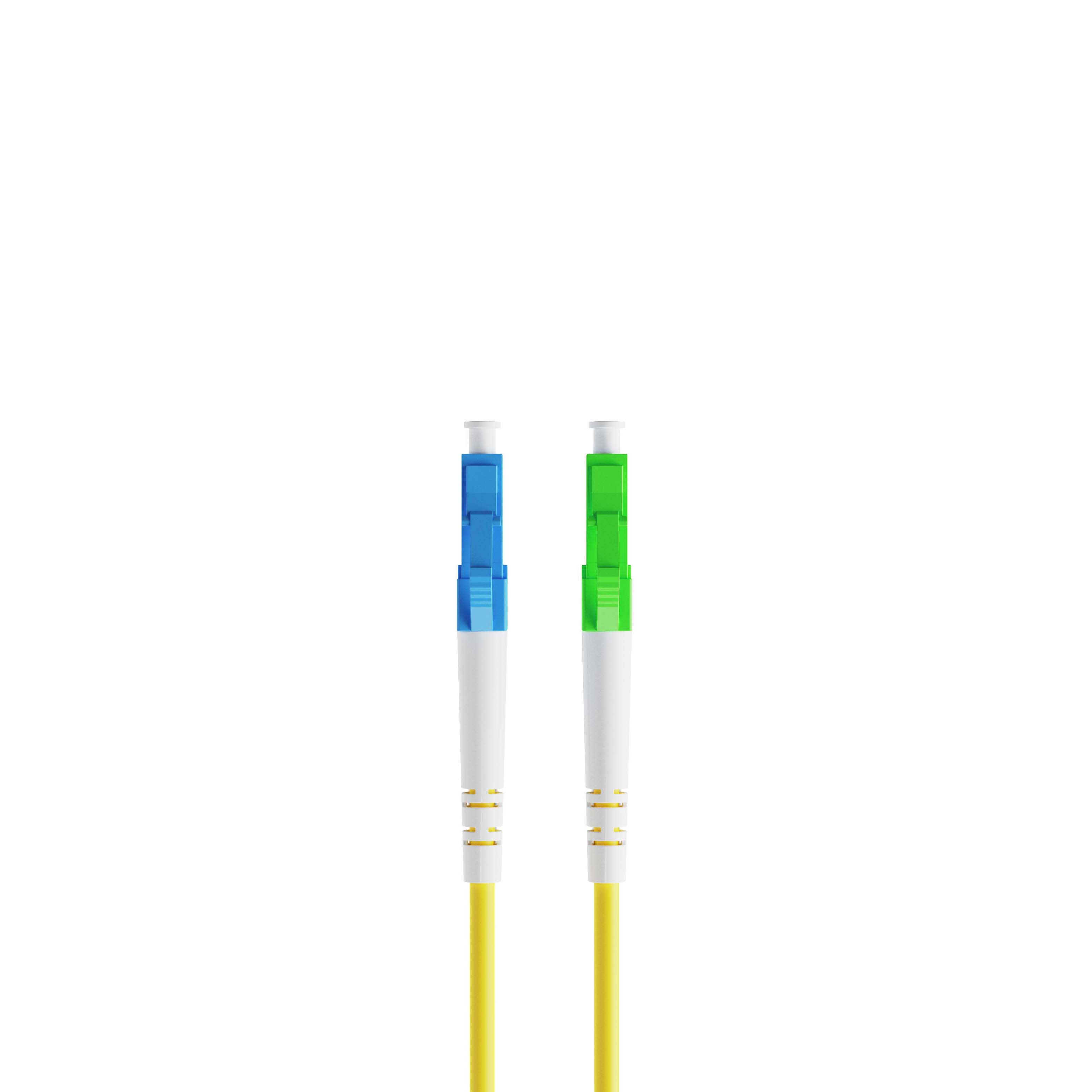 0.3m 0.98ft Fiber Patch Cable 1 Fiber LC UPC Simplex to LC APC Simplex Singlemode OS2 Riser OFNR 2.0mm Yellow