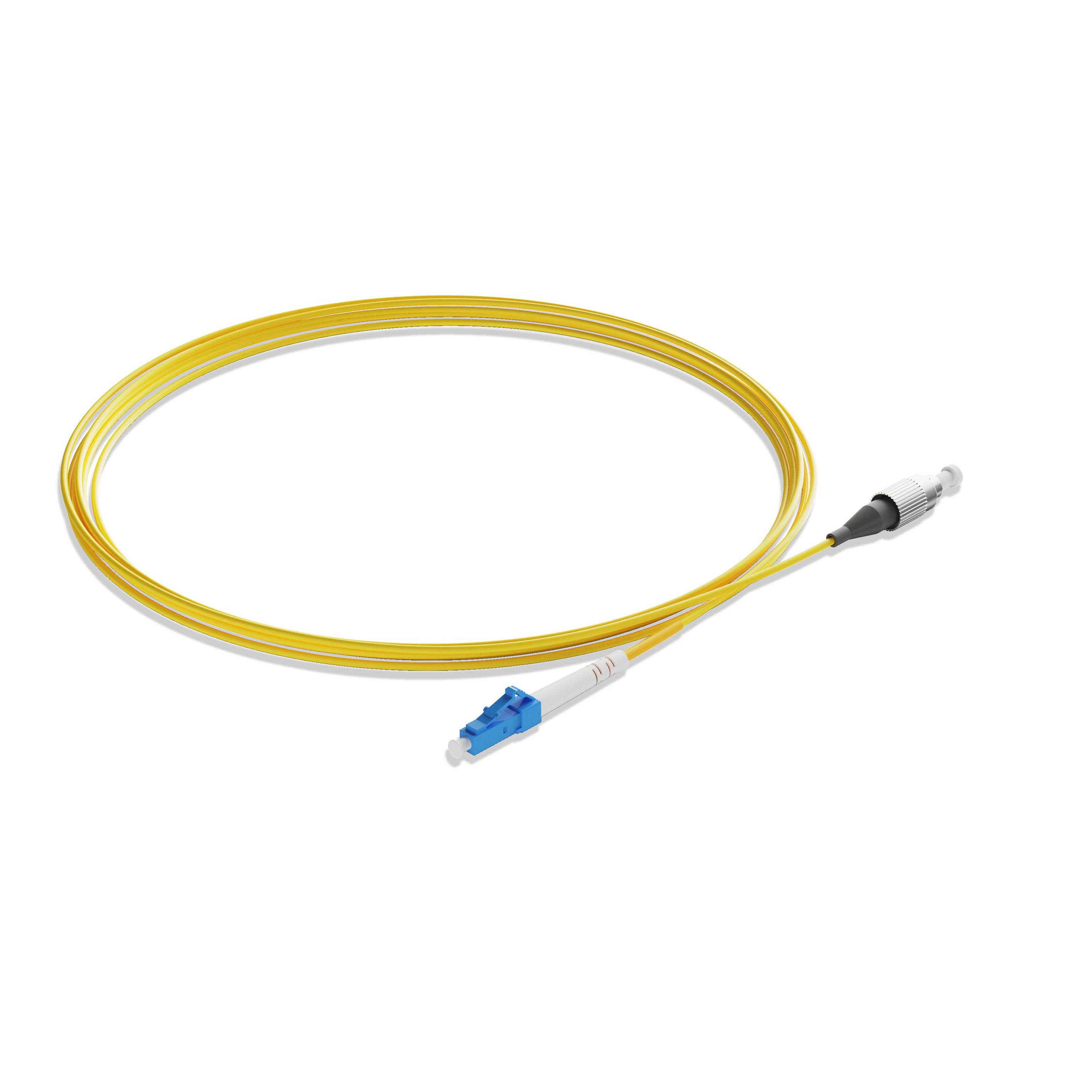 0.3m 0.98ft Fiber Patch Cable 1 Fiber LC UPC Simplex to FC UPC Simplex Singlemode OS2 Riser OFNR 2.0mm Yellow