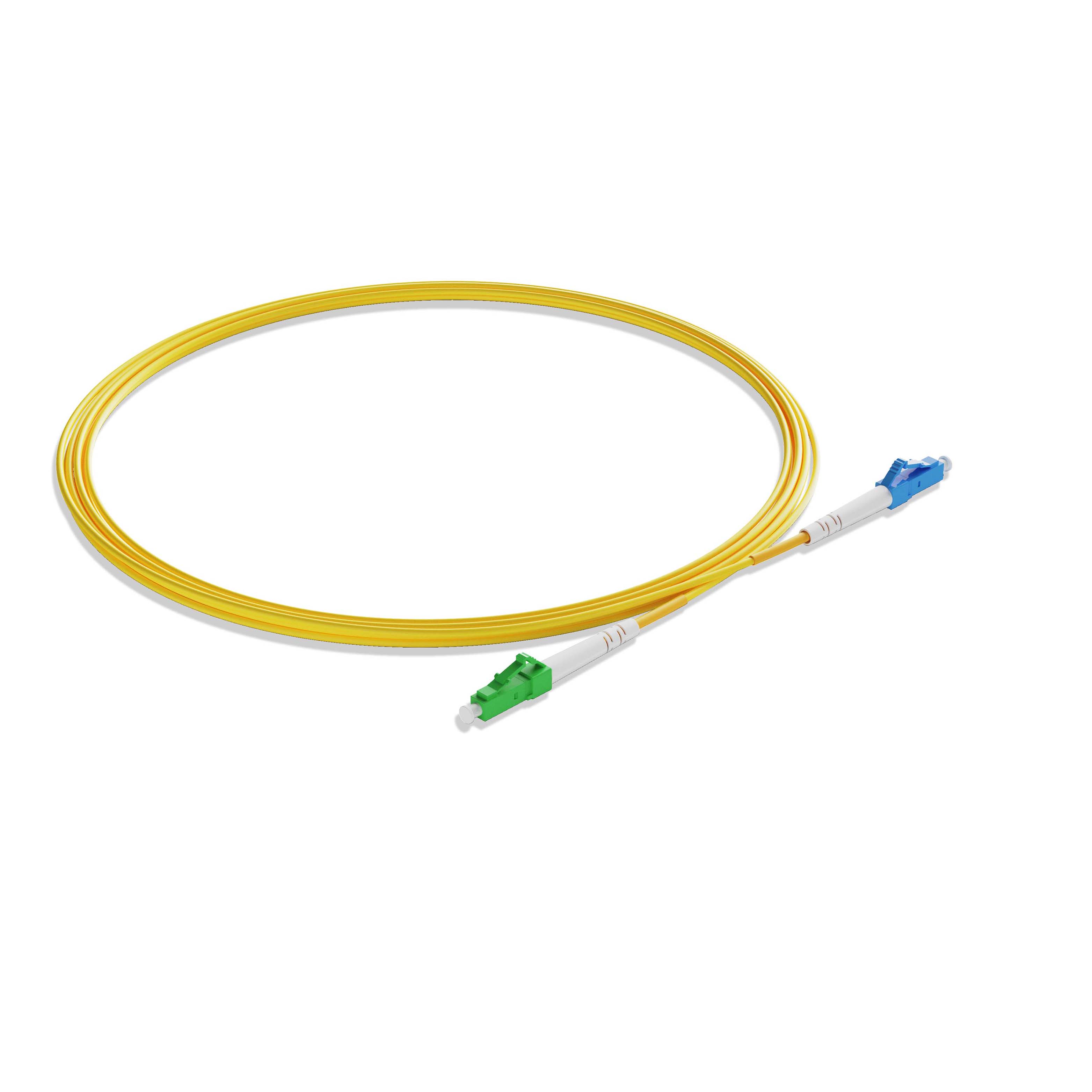 0.3m 0.98ft Fiber Patch Cable 1 Fiber LC UPC Simplex to LC APC Simplex Singlemode OS2 Riser OFNR  2.0mm Yellow