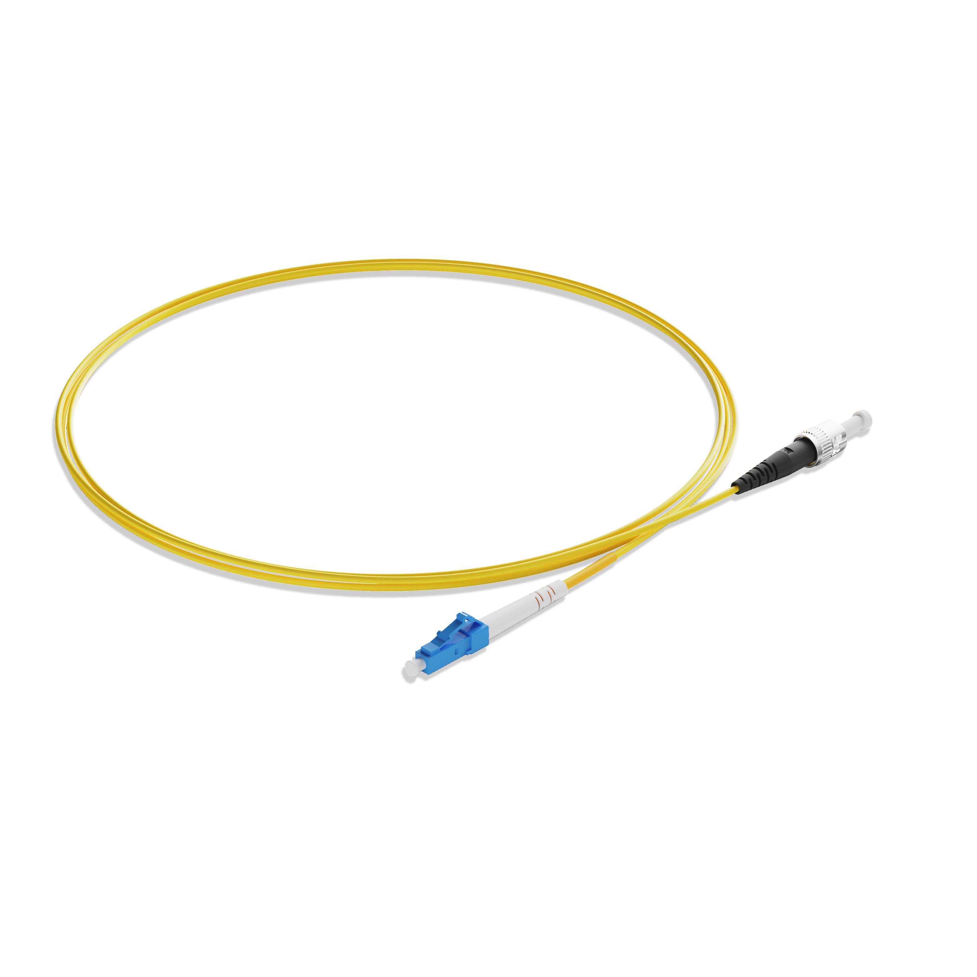 0.3m 0.98ft Fiber Patch Cable 1 Fiber LC UPC Simplex to ST UPC Simplex Singlemode OS2 Riser OFNR 2.0mm Yellow