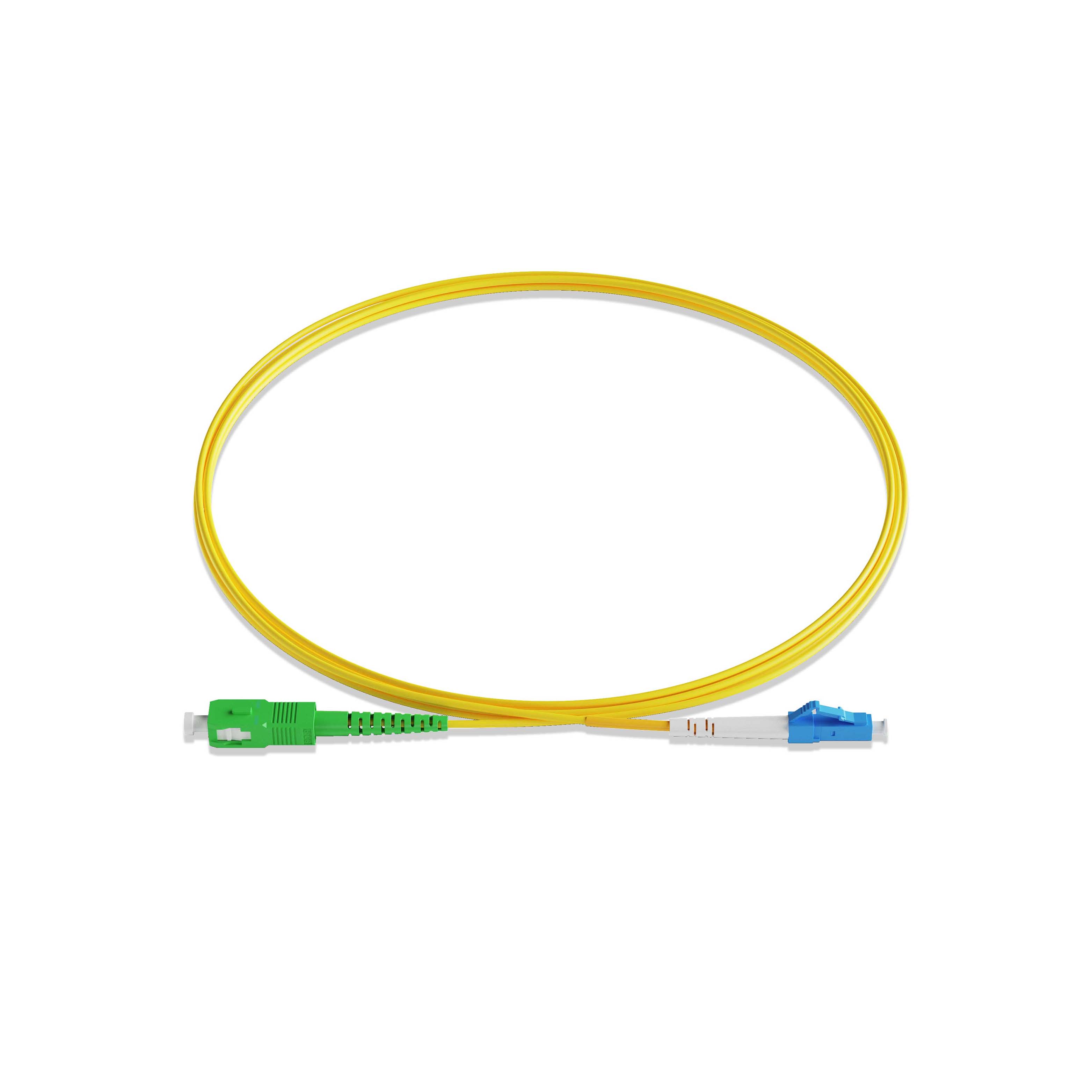 0.3m 0.98ft Fiber Patch Cable 1 Fiber LC UPC Simplex to SC APC Simplex Singlemode OS2 Riser OFNR  2.0mm Yellow