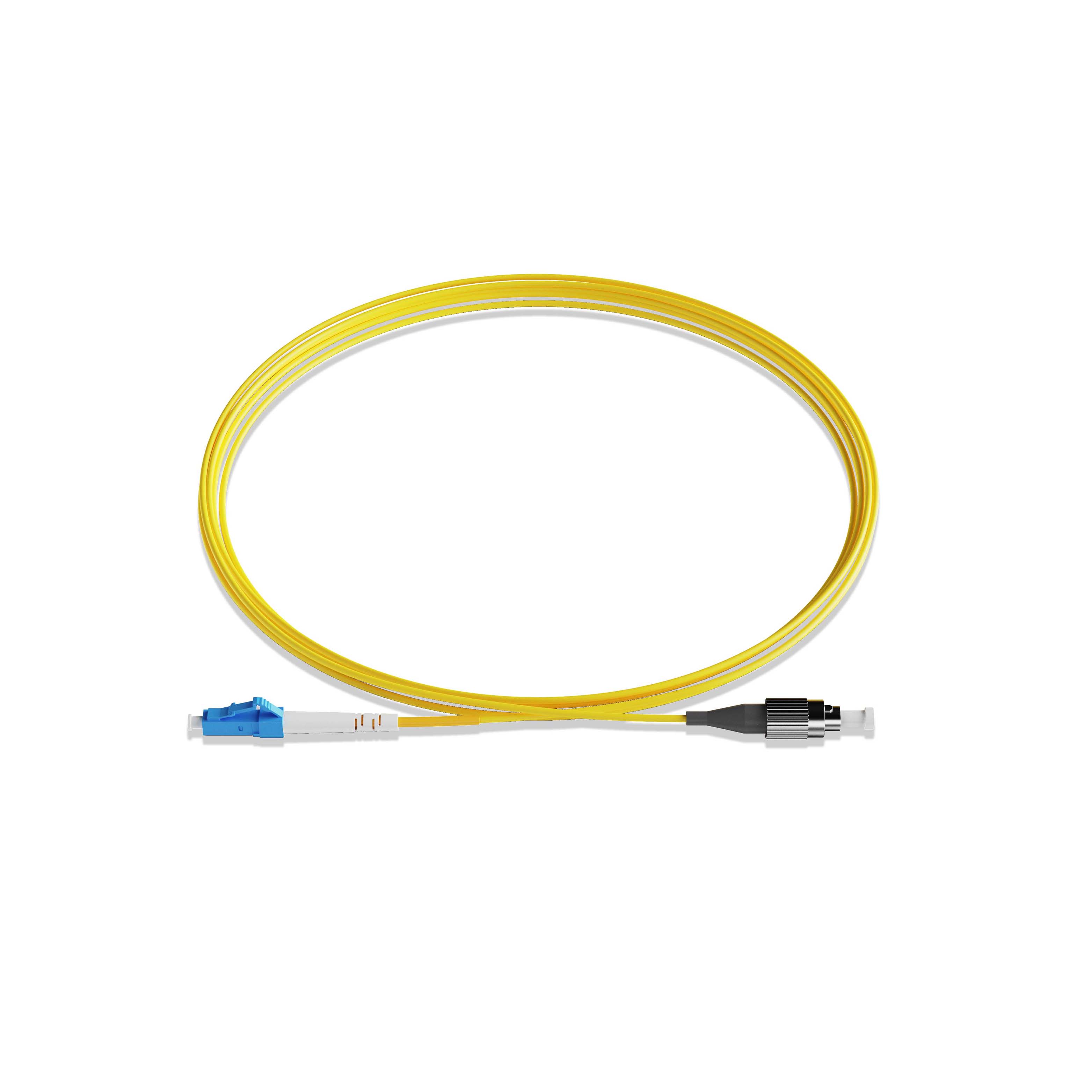 0.3m 0.98ft Fiber Patch Cable 1 Fiber LC UPC Simplex to FC UPC Simplex Singlemode OS2 Riser OFNR  2.0mm Yellow