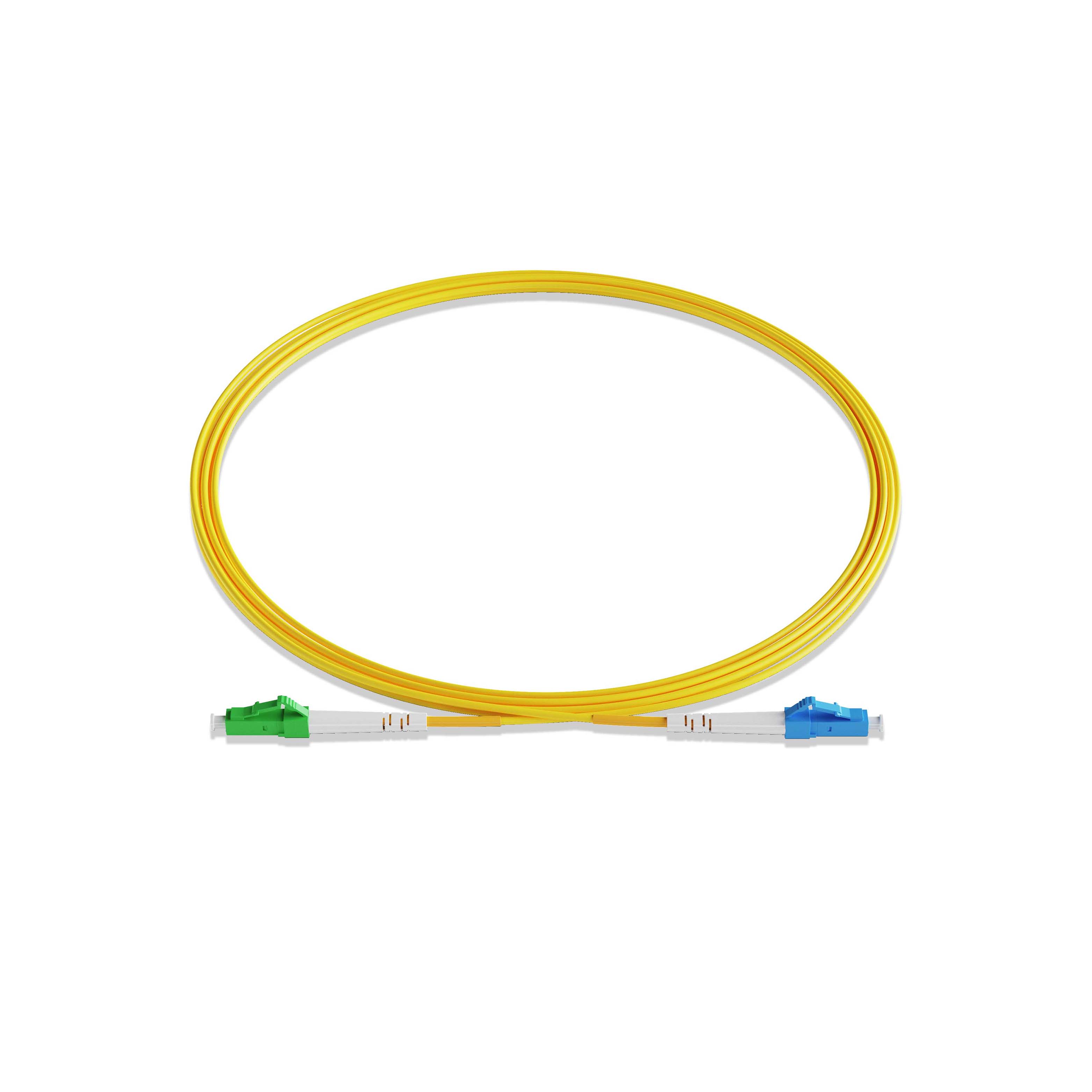 0.3m 0.98ft Fiber Patch Cable 1 Fiber LC UPC Simplex to LC APC Simplex Singlemode OS2 Riser OFNR  2.0mm Yellow