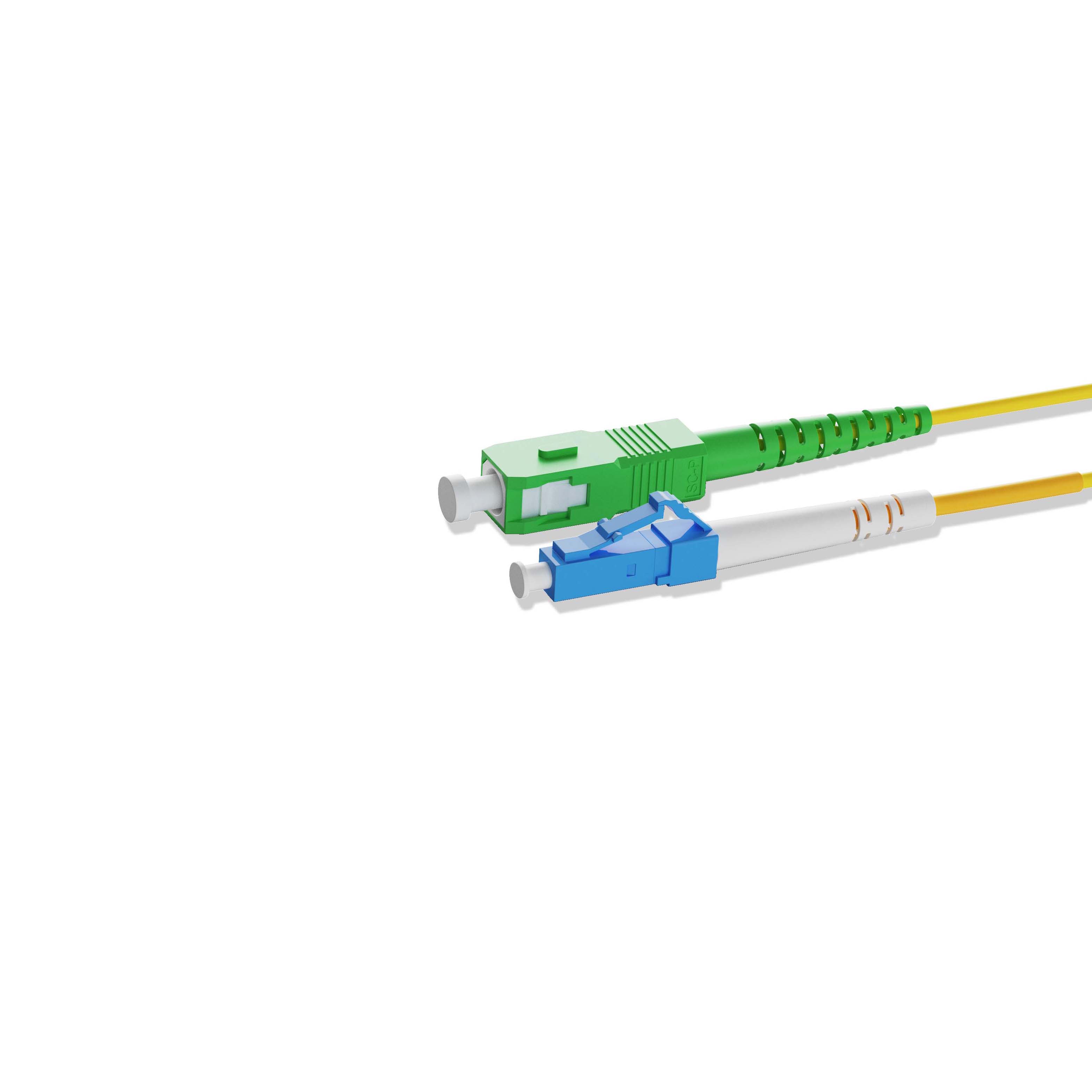0.3m 0.98ft Fiber Patch Cable 1 Fiber LC UPC Simplex to SC APC Simplex Singlemode OS2 Riser OFNR  2.0mm Yellow