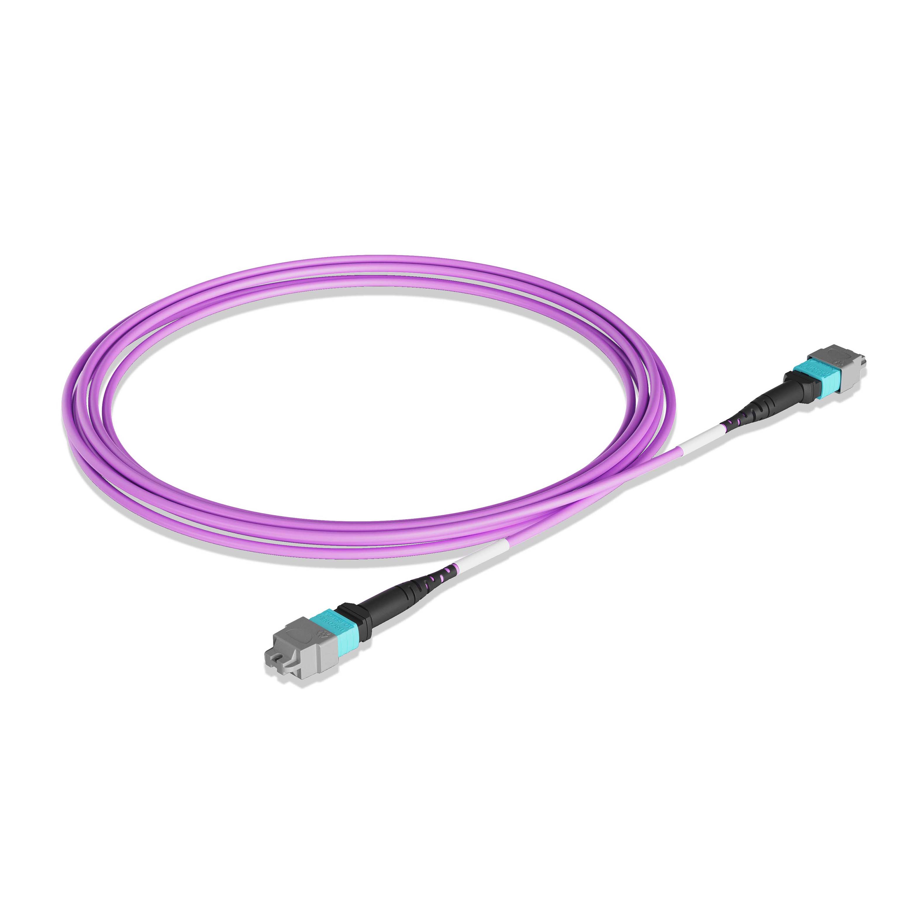 1m 3ft MTP Jumper 16 Fibers MTP-16 APC Female to MTP-16 APC Female Multimode OM4 Plenum OFNP 0.35dB Max 3.0mm Magenta