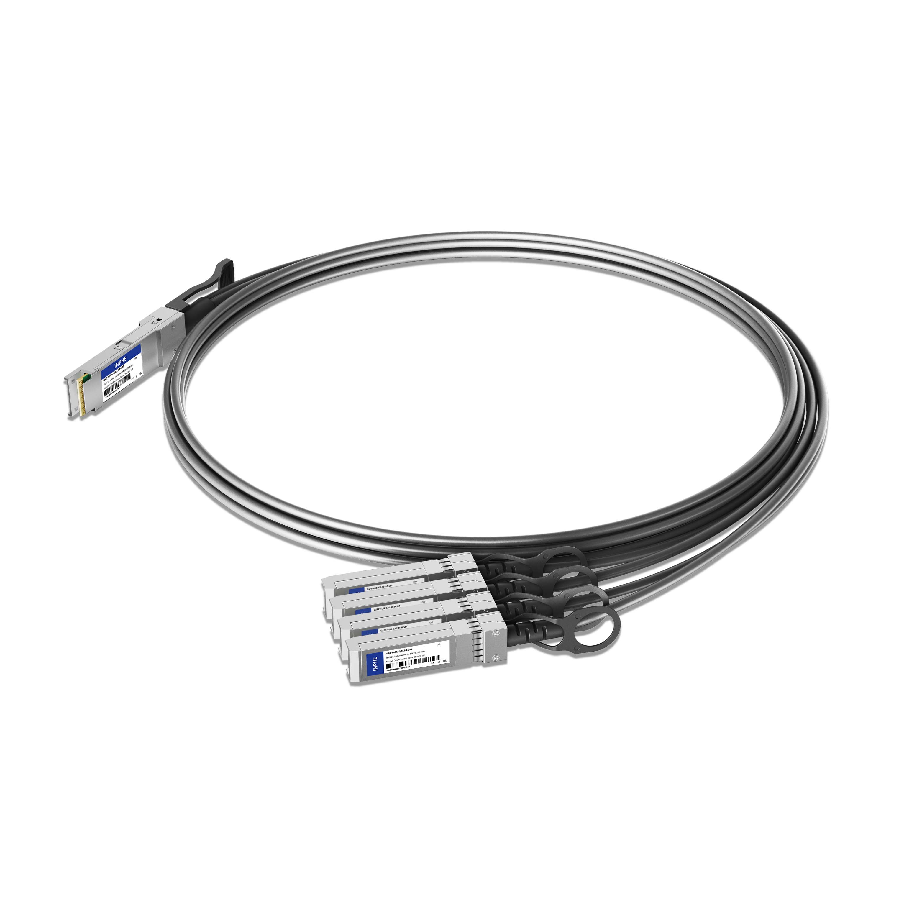 2.5m 8ft Cisco QDD-4ZQ100-CU2.5M Compatible QSFPDD 400GBASE to 4x QSFP56 100GBASE Passive Direct Attach Copper Breakout Cable 28AWG