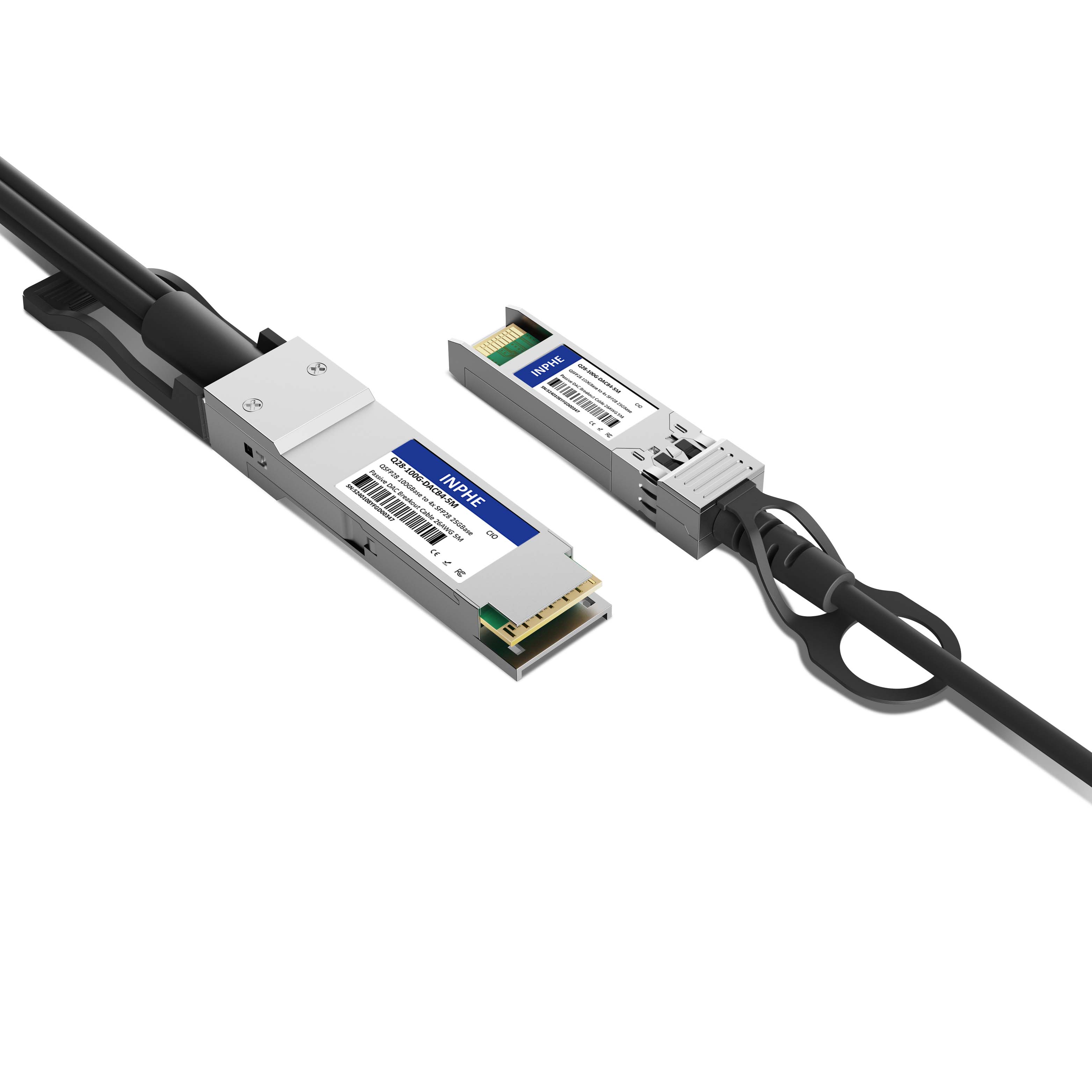 1m 3ft Cisco QDD-4ZQ100-CU1M Compatible QSFPDD 400GBASE to 4x QSFP56 100GBASE Passive Direct Attach Copper Breakout Cable 30AWG