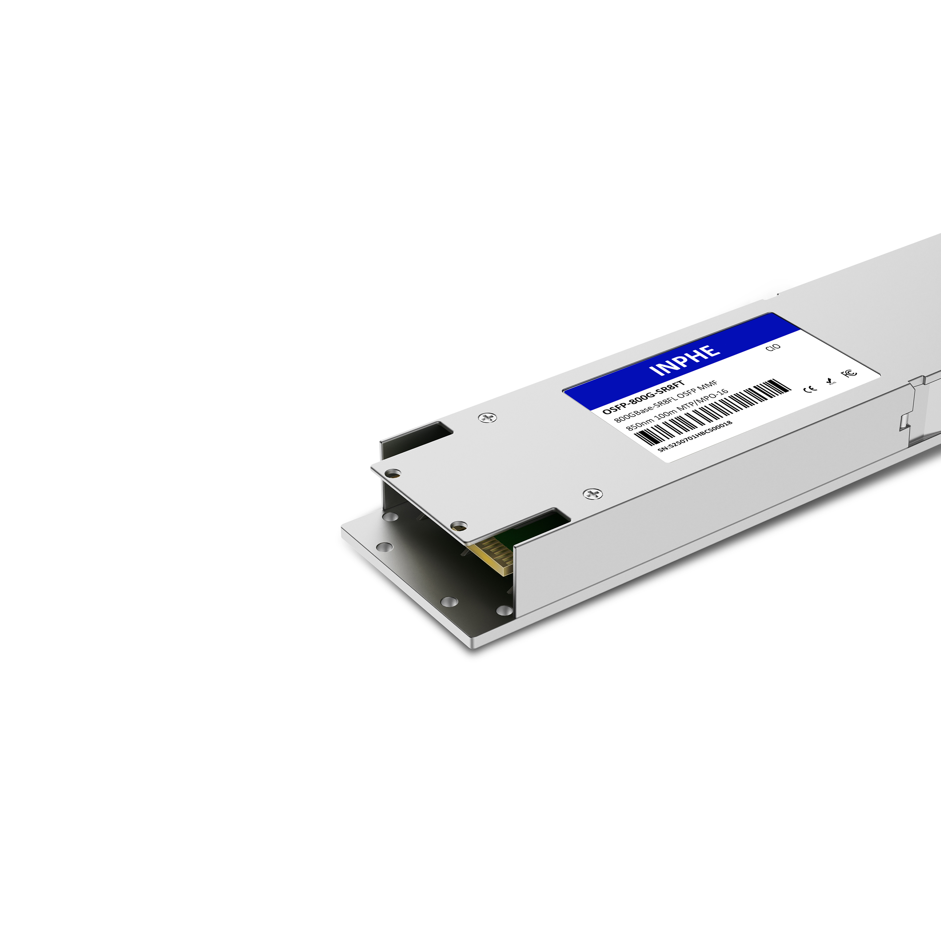 Cisco Compatible OSFP 800GBASE SR8(VR8) 850nm 50m MMF MPO/MTP-16 With Dual CDR DDM/DOM Optics Transceiver, Flat Top