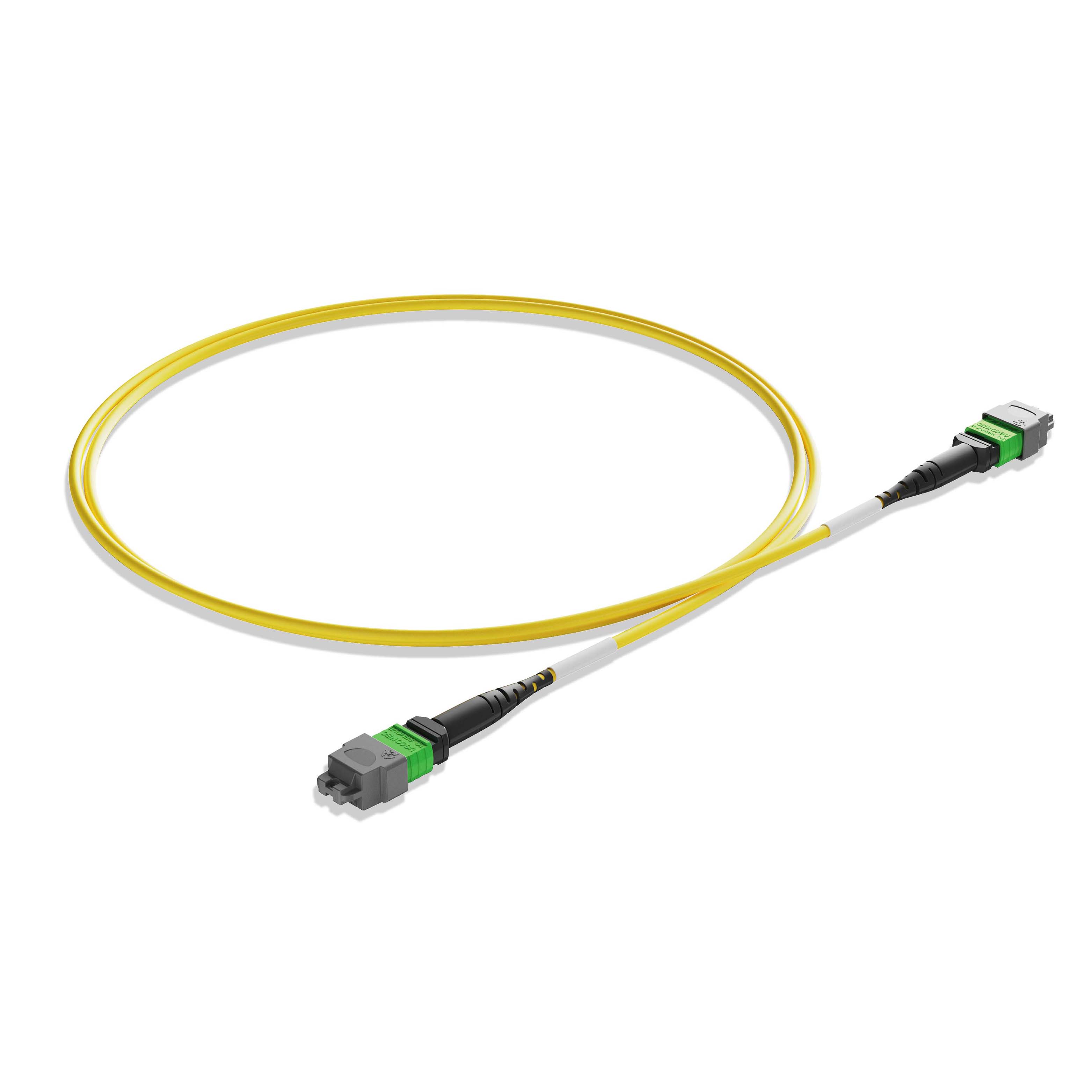 1m 3ft MPO Jumper 12 Fibers MPO-12 APC Female to MPO-12 APC Female Singlemode OS2 Plenum OFNP 0.35dB Max Type B 3.0mm Yellow