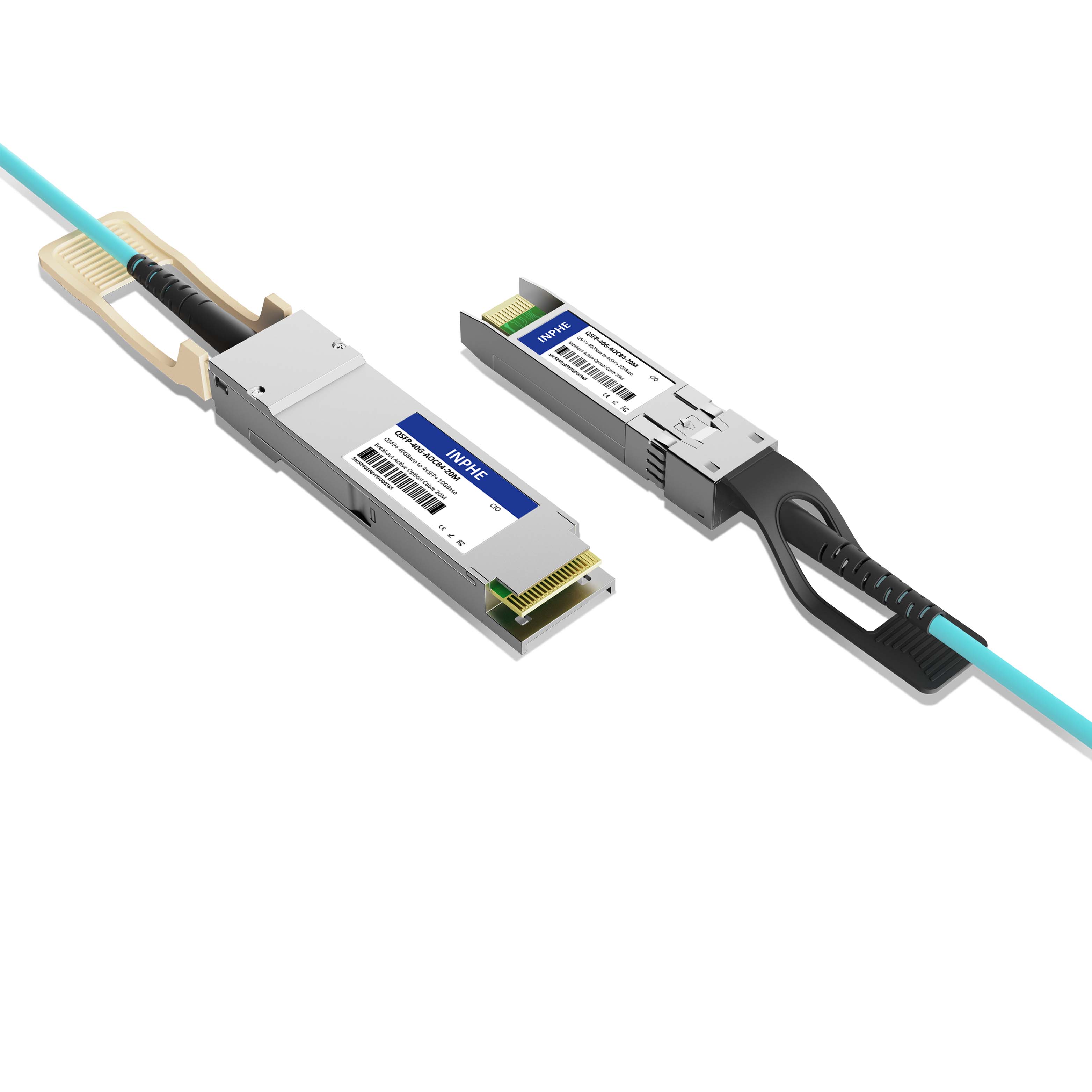 20m 66ft Cisco QSFP-4X10G-AOC20M Compatible QSFP+ 40GBASE to 4x SFP+ 10GBASE Active Optical Breakout Cable