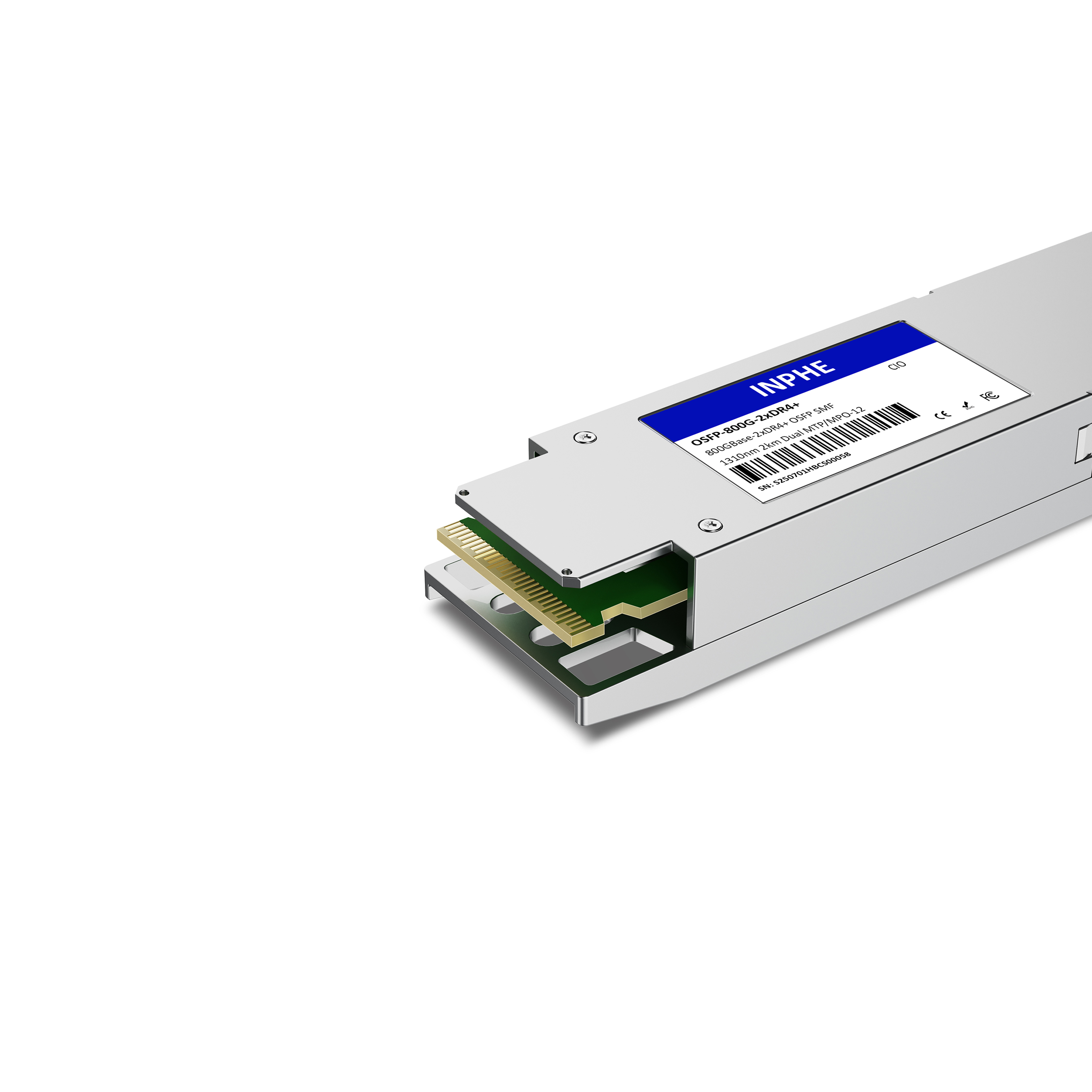 Cisco Compatible OSFP 800GBASE 2xXDR4 1310nm 2km SMF Dual MPO/MTP-12 With Dual CDR DDM/DOM Optics Transceiver, Support 2x400G XDR4, Finned Top