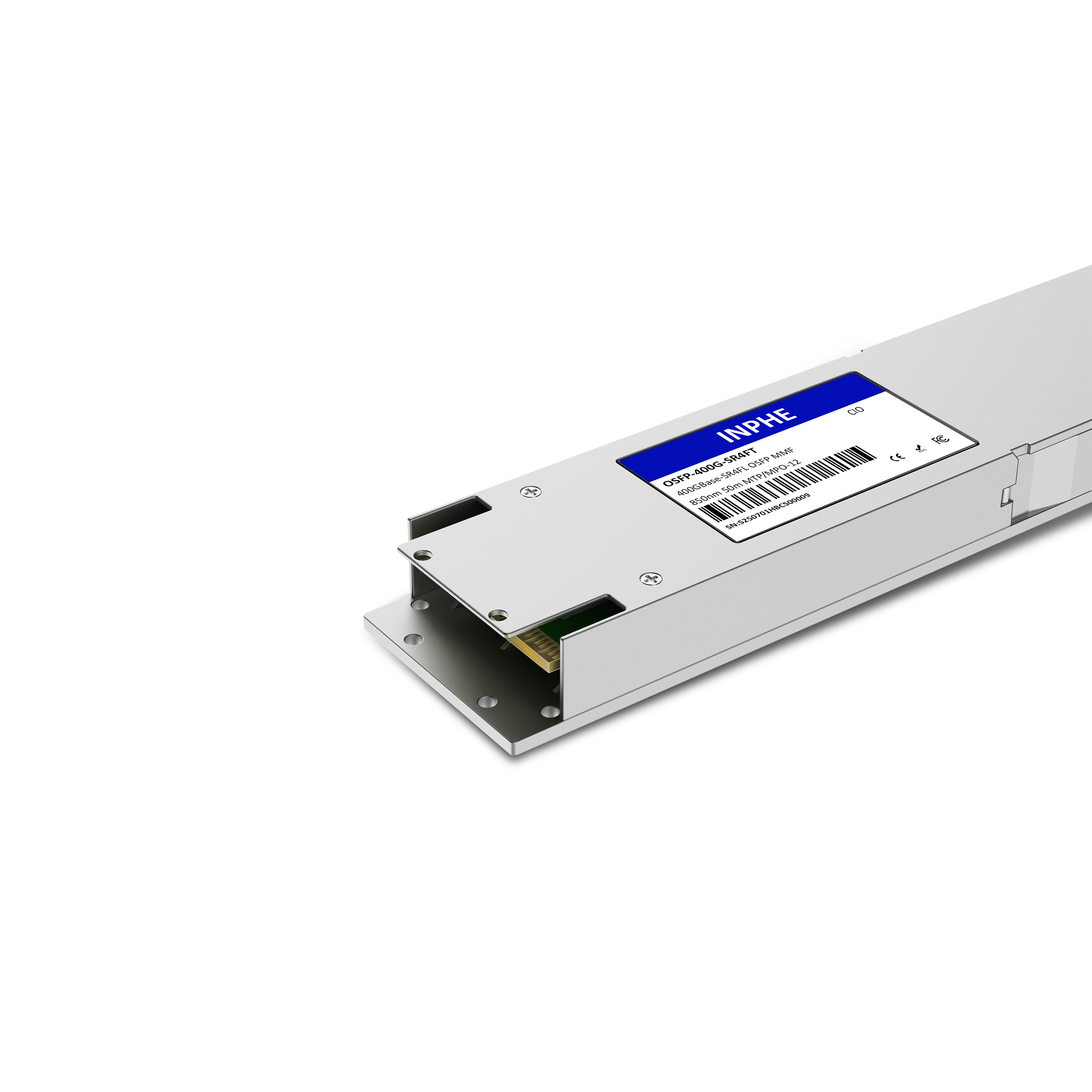 Cisco Compatible OSFP 400GBASE SR4(VR4) 850nm 50m MMF MPO/MTP-12 With Dual CDR DDM/DOM Optics Transceiver, Flat Top