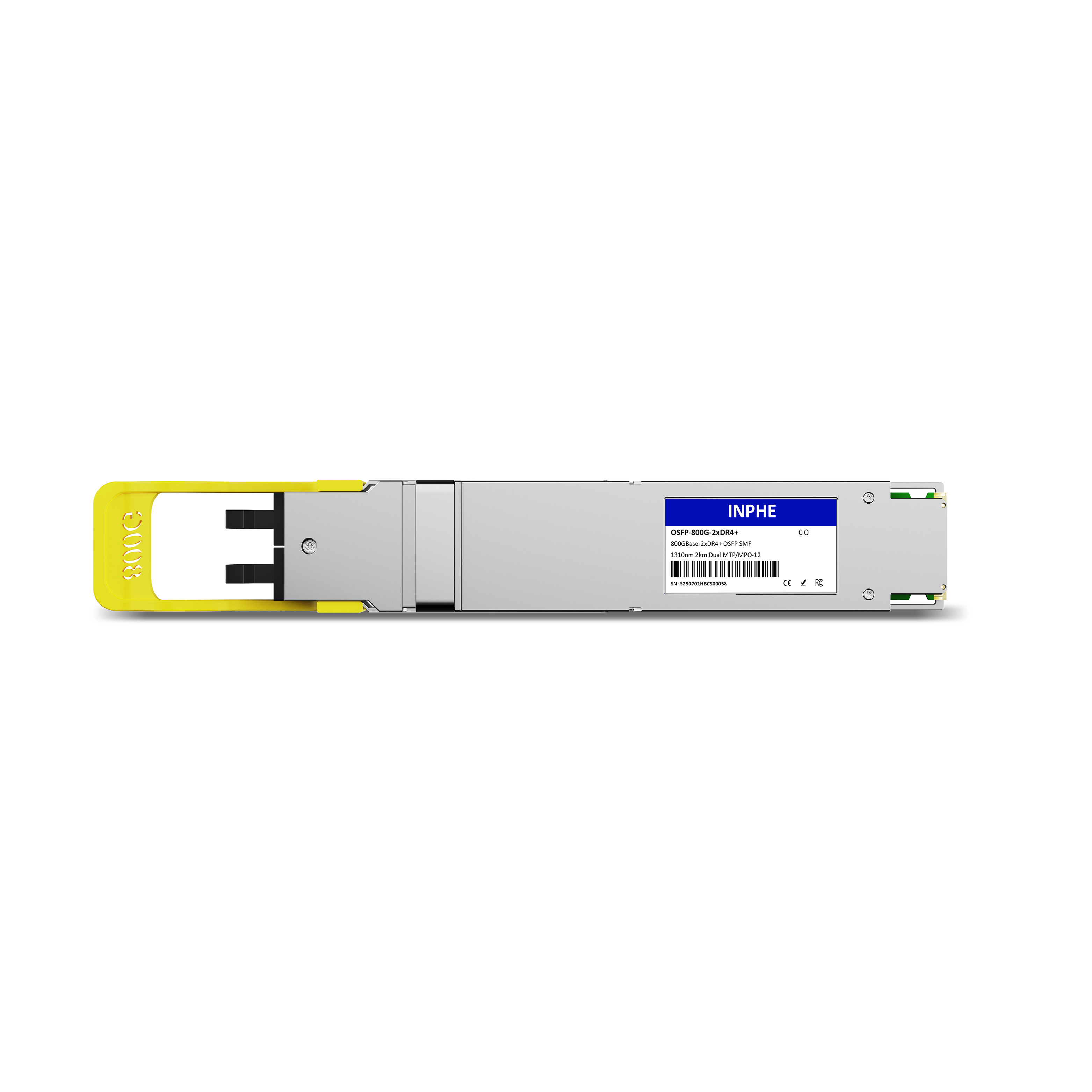 Cisco Compatible OSFP 800GBASE 2xXDR4 1310nm 2km SMF Dual MPO/MTP-12 With Dual CDR DDM/DOM Optics Transceiver, Support 2x400G XDR4, Finned Top