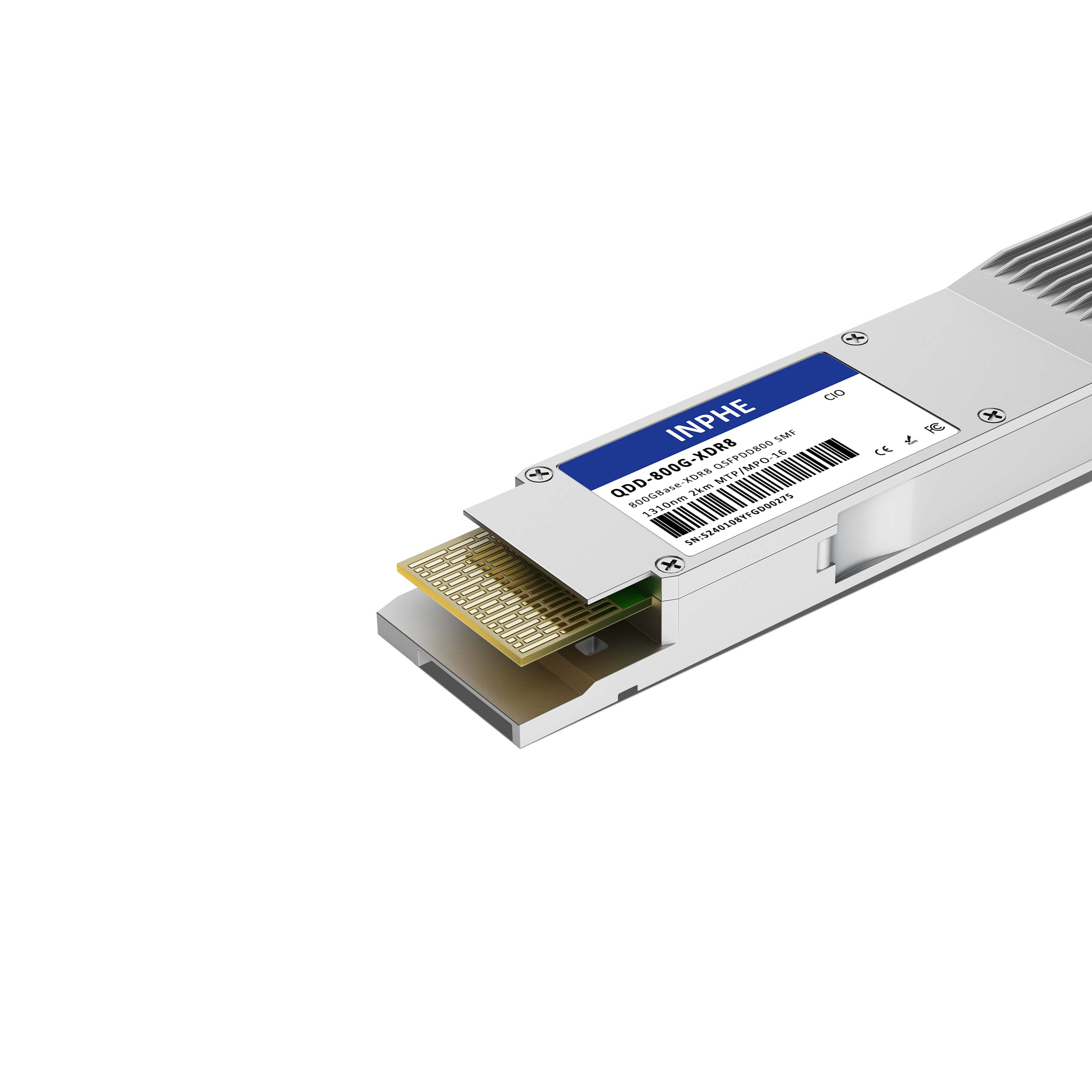 Cisco Compatible QSFP-DD800 800GBASE XDR8 1310nm 2km SMF MPO/MTP-16 With Dual CDR DDM/DOM Optics Transceiver, Support 8x100G FR1