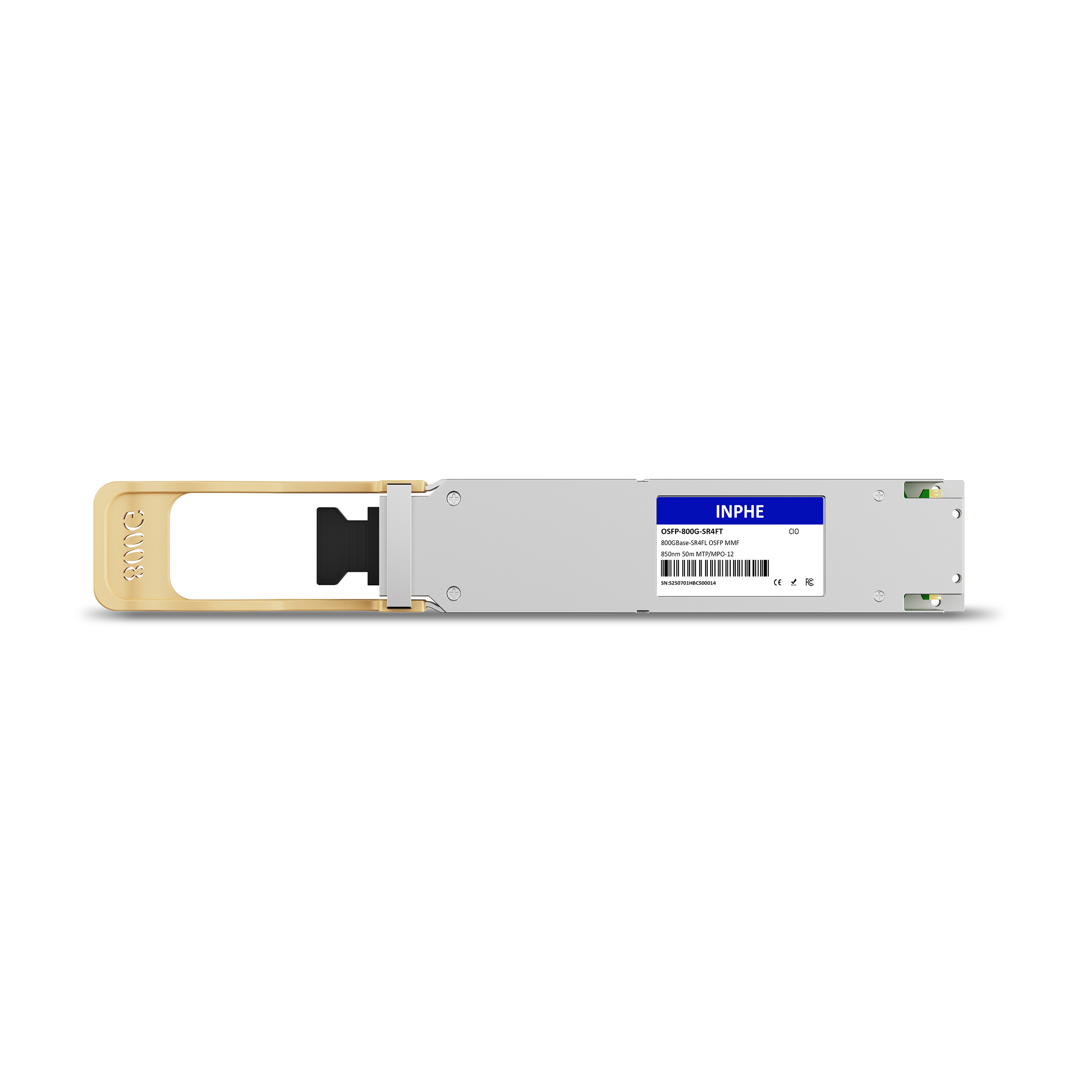 Cisco Compatible OSFP 800GBASE SR4(VR4) 850nm 50m MMF MPO/MTP-12 With Dual CDR DDM/DOM Optics Transceiver, Flat Top