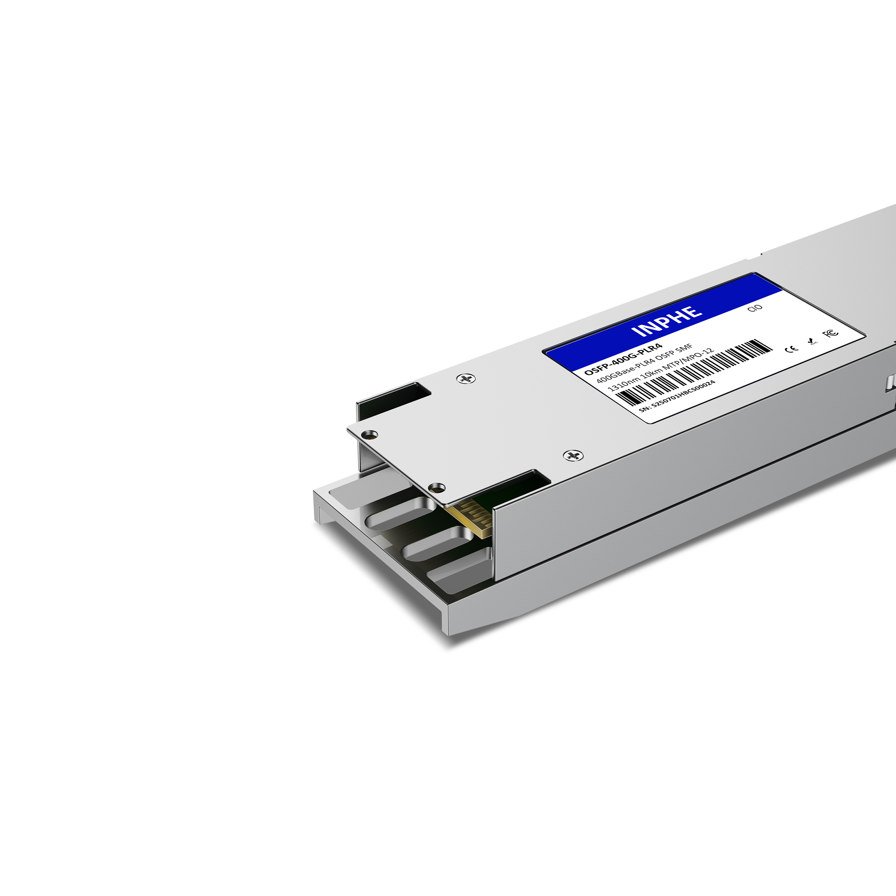 Cisco Compatible OSFP 400GBASE PLR4 1310nm 10km SMF MPO/MTP-12 With Dual CDR DDM/DOM Optics Transceiver, Support 4x 100G LR1, Finned Top
