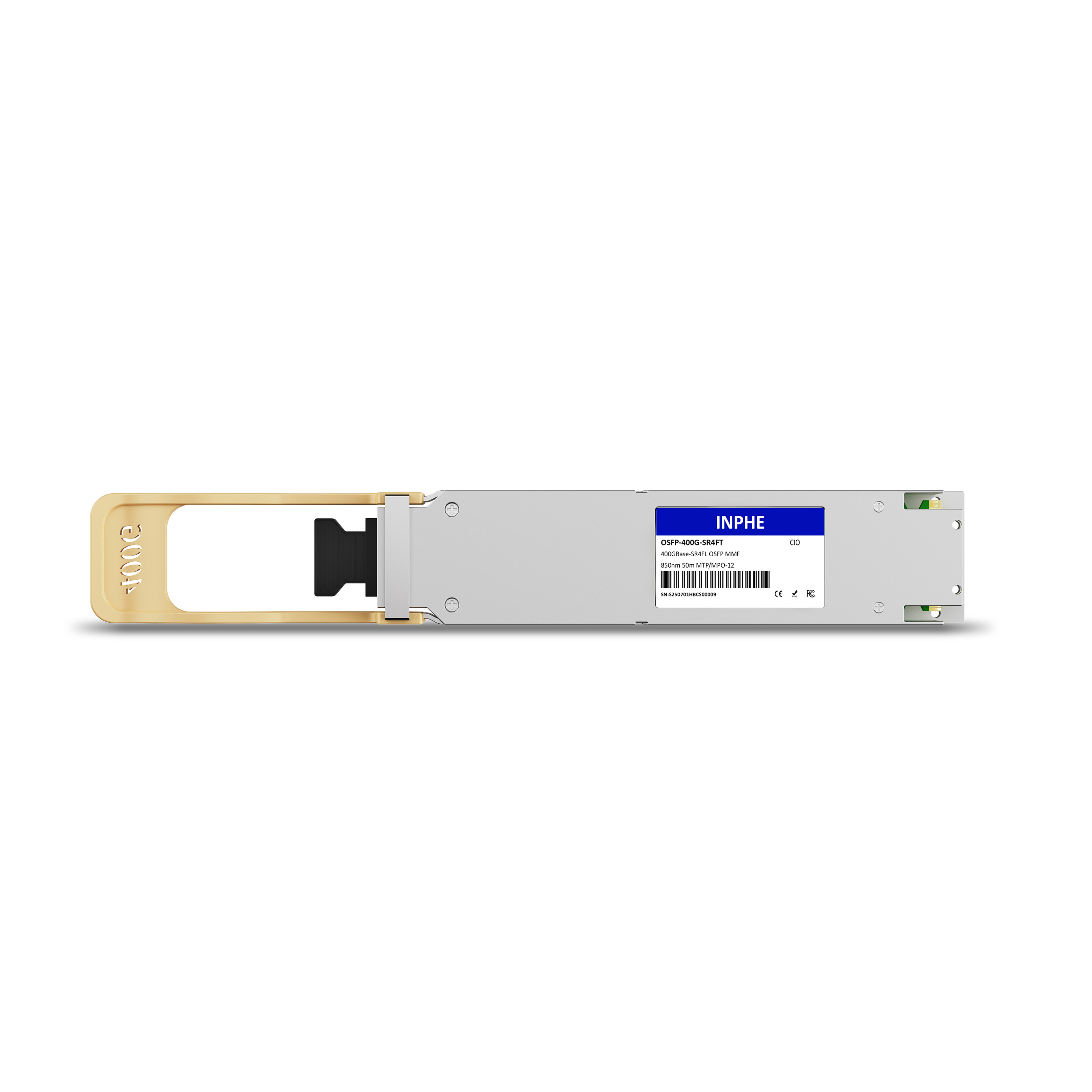 Cisco Compatible OSFP 400GBASE SR4(VR4) 850nm 50m MMF MPO/MTP-12 With Dual CDR DDM/DOM Optics Transceiver, Flat Top