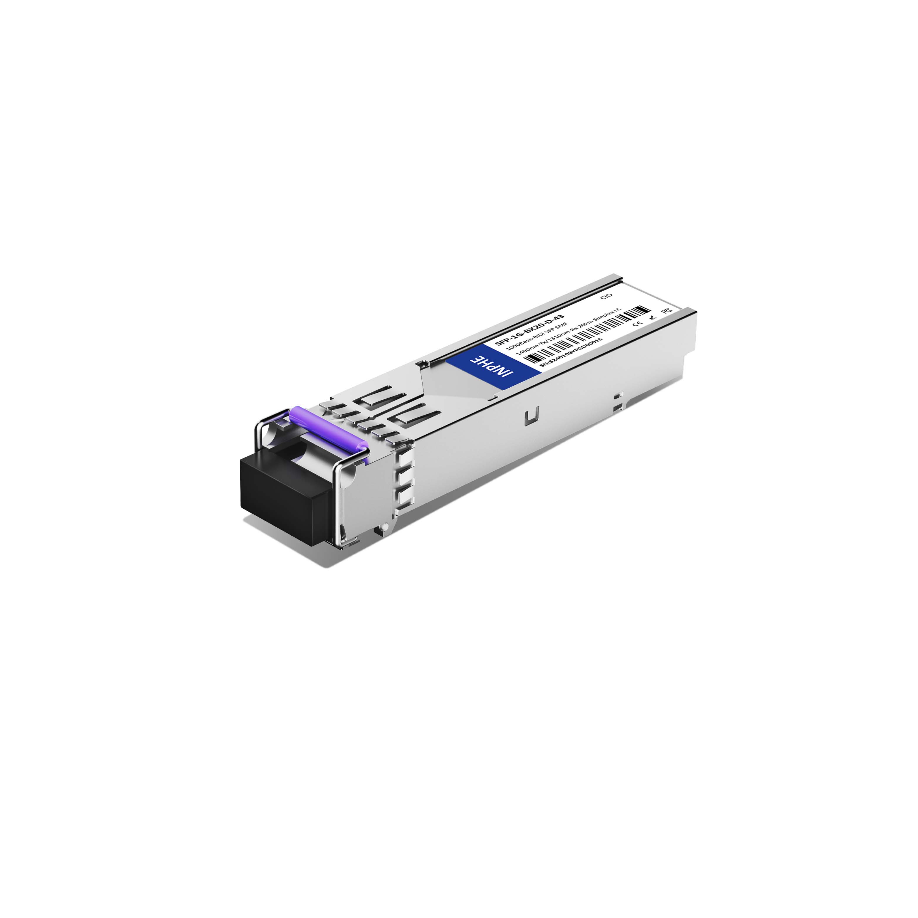 Calix 100-01667 Compatible SFP 1.25GBASE BiDi 1490nm-Tx/1310nm-Rx 20km SMF Simplex LC DDM/DOM Optics Transceiver