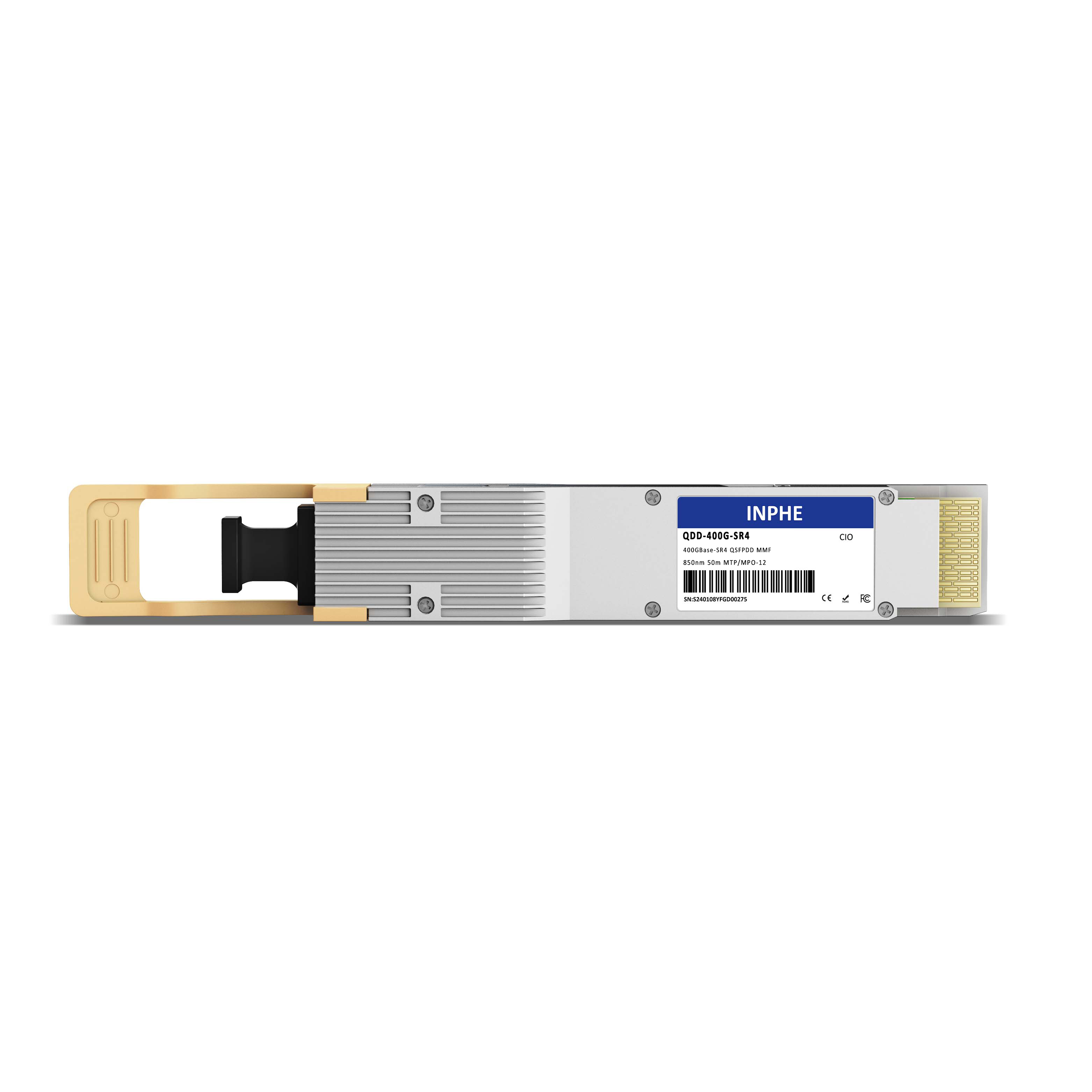 Cisco Compatible QSFP-DD 400GBASE SR4 850nm 50m MMF MPO/MTP-12 With Dual CDR DDM/DOM Optics Transceiver