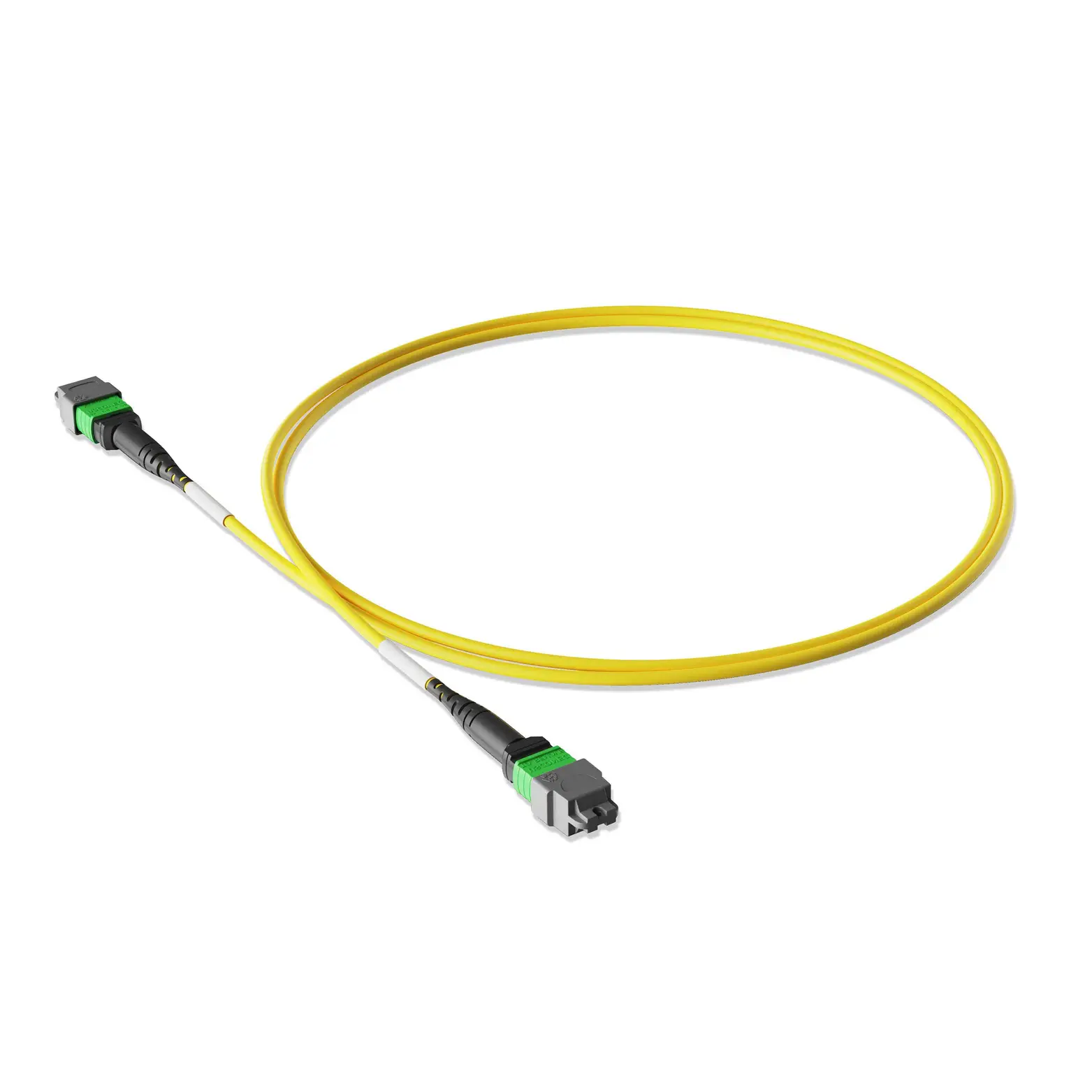 15m 49ft MPO Jumper 12 Fibers MPO-12 APC Female to MPO-12 APC Female Singlemode OS2 Plenum OFNP 0.35dB Max Type A 3.0mm Yellow