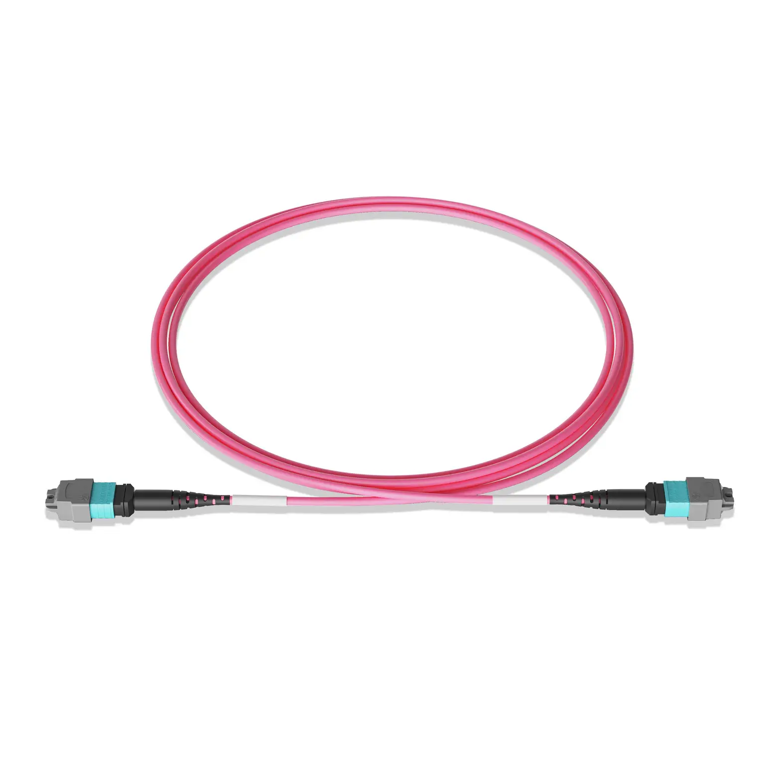 25m 82ft MTP Jumper 8 Fibers MTP-12 APC Female to MTP-12 APC Female Multimode OM4 Plenum OFNP 0.35dB Max Type B 3.0mm Magenta