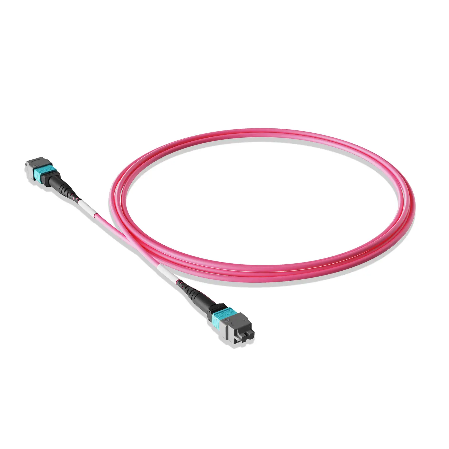 10m 33ft MTP Jumper 8 Fibers MTP-12 APC Female to MTP-12 APC Female Multimode OM4 Plenum OFNP 0.35dB Max Type B 3.0mm Magenta