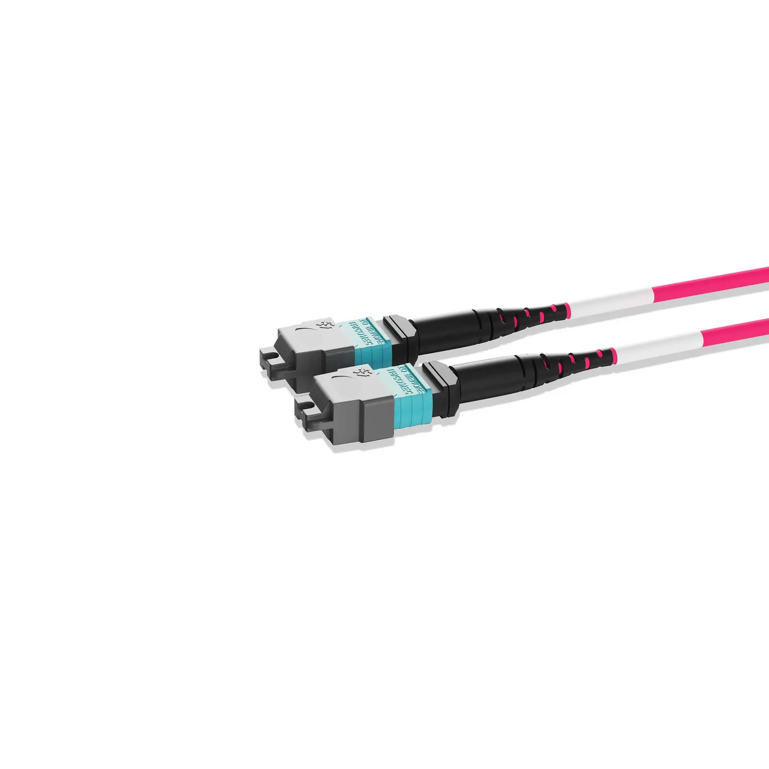 1m 3ft MPO Jumper 8 Fibers MPO-12 APC Female to MPO-12 APC Female Multimode OM4 Plenum OFNP 0.35dB Max Type B 3.0mm Magenta