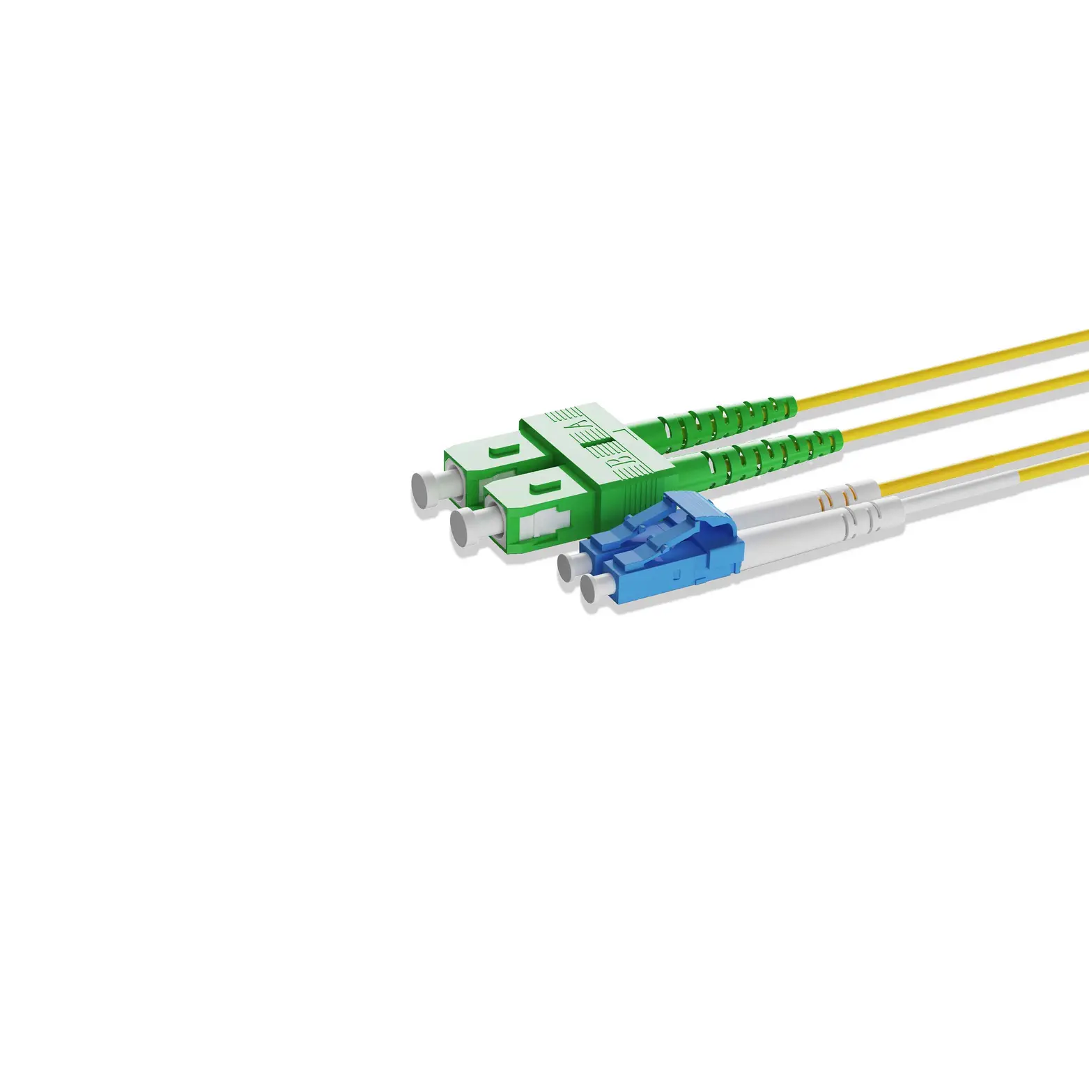 20m 66ft Fiber Patch Cable 2 Fibers LC UPC Duplex to SC APC Duplex Singlemode OS2 Riser OFNR 2.0mm Yellow