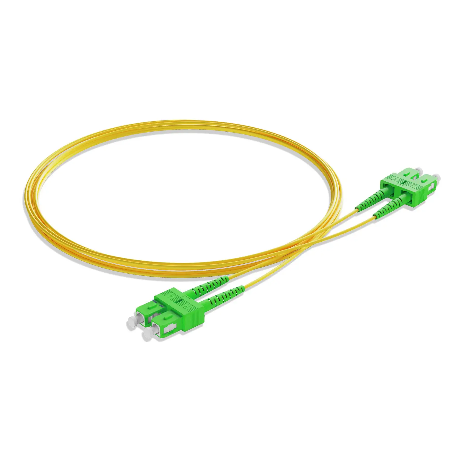30m 98ft Fiber Patch Cable 2 Fibers SC APC Duplex to SC APC Duplex Singlemode OS2 Riser OFNR 2.0mm Yellow