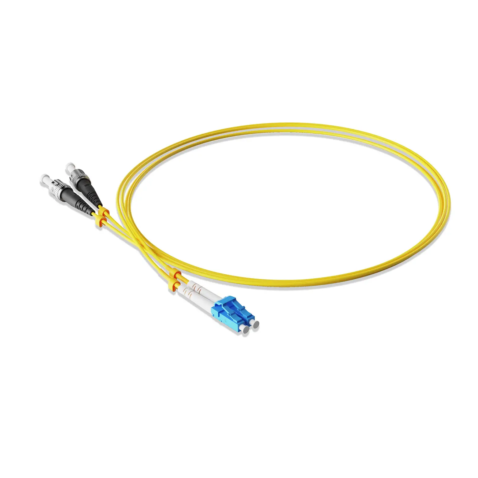 10m 33ft Fiber Patch Cable 2 Fibers LC UPC Duplex to ST UPC Duplex Singlemode OS2 Riser OFNR 2.0mm Yellow