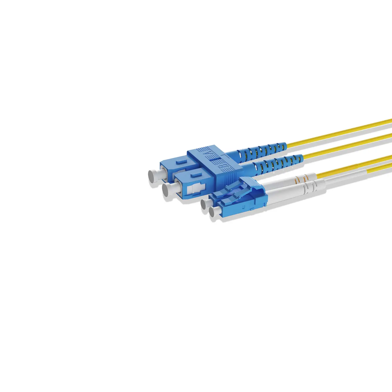 1m 3ft Fiber Patch Cable 2 Fibers LC UPC Duplex to SC UPC Duplex Singlemode OS2 Riser OFNR 2.0mm Yellow