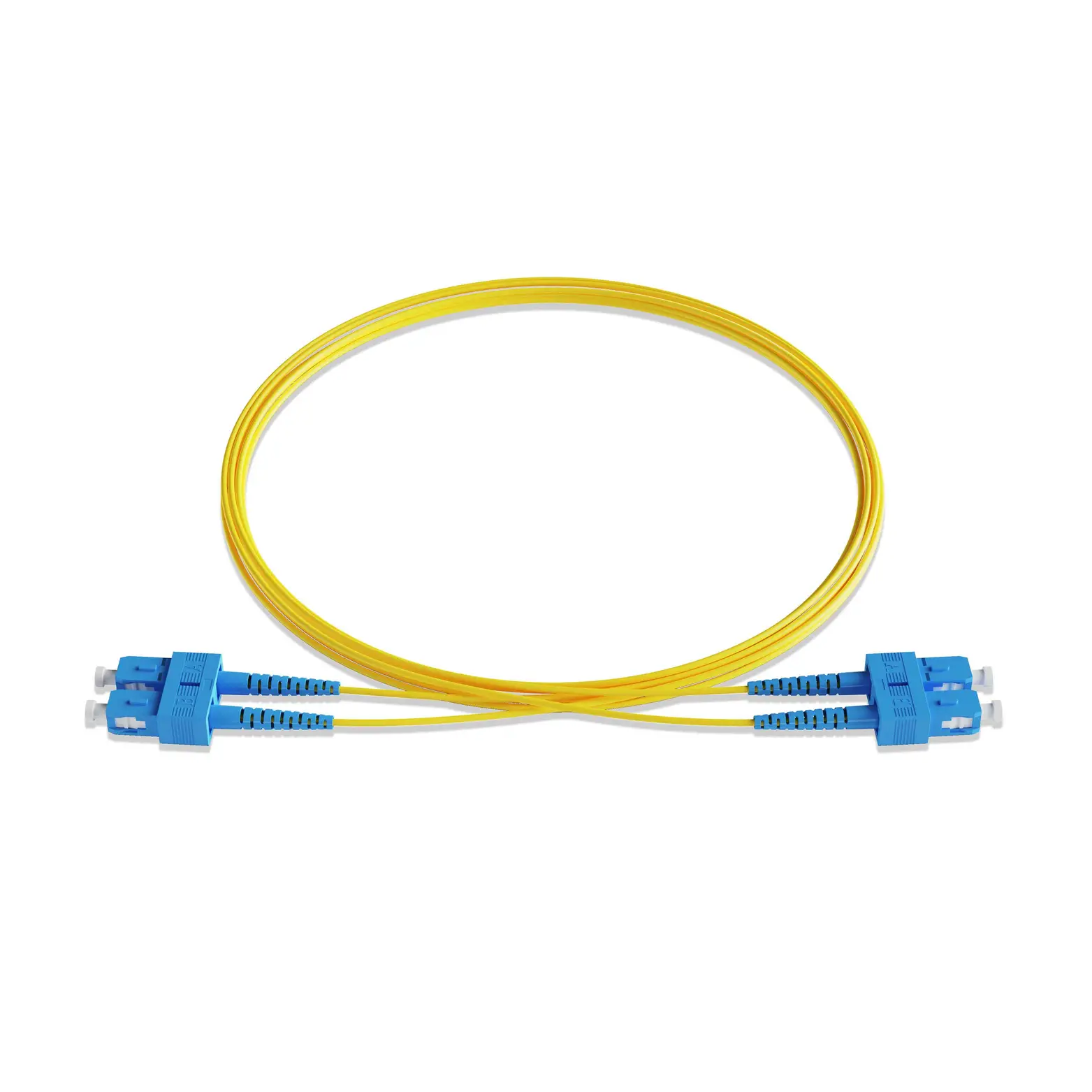 7m 23ft Fiber Patch Cable 2 Fibers SC UPC Duplex to SC UPC Duplex Singlemode OS2 Riser OFNR 2.0mm Yellow