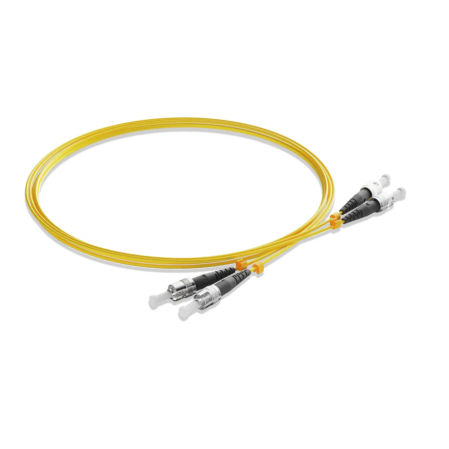 25m 82ft Fiber Patch Cable 2 Fibers ST UPC Duplex to ST UPC Duplex Singlemode OS2 Riser OFNR 2.0mm Yellow