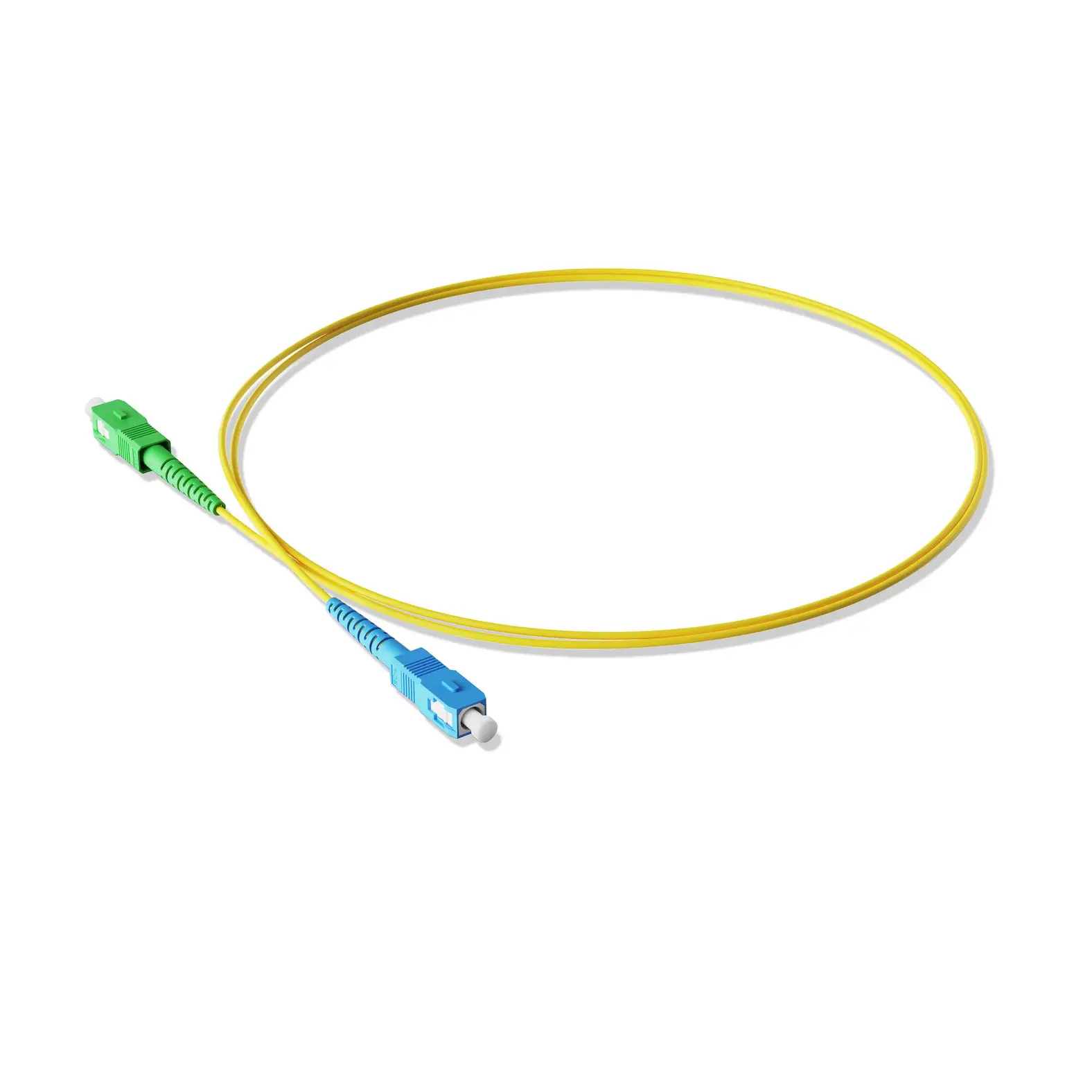 1m 3ft Fiber Patch Cable 1 Fiber SC UPC Simplex to SC APC Simplex Singlemode OS2 Riser OFNR 2.0mm Yellow