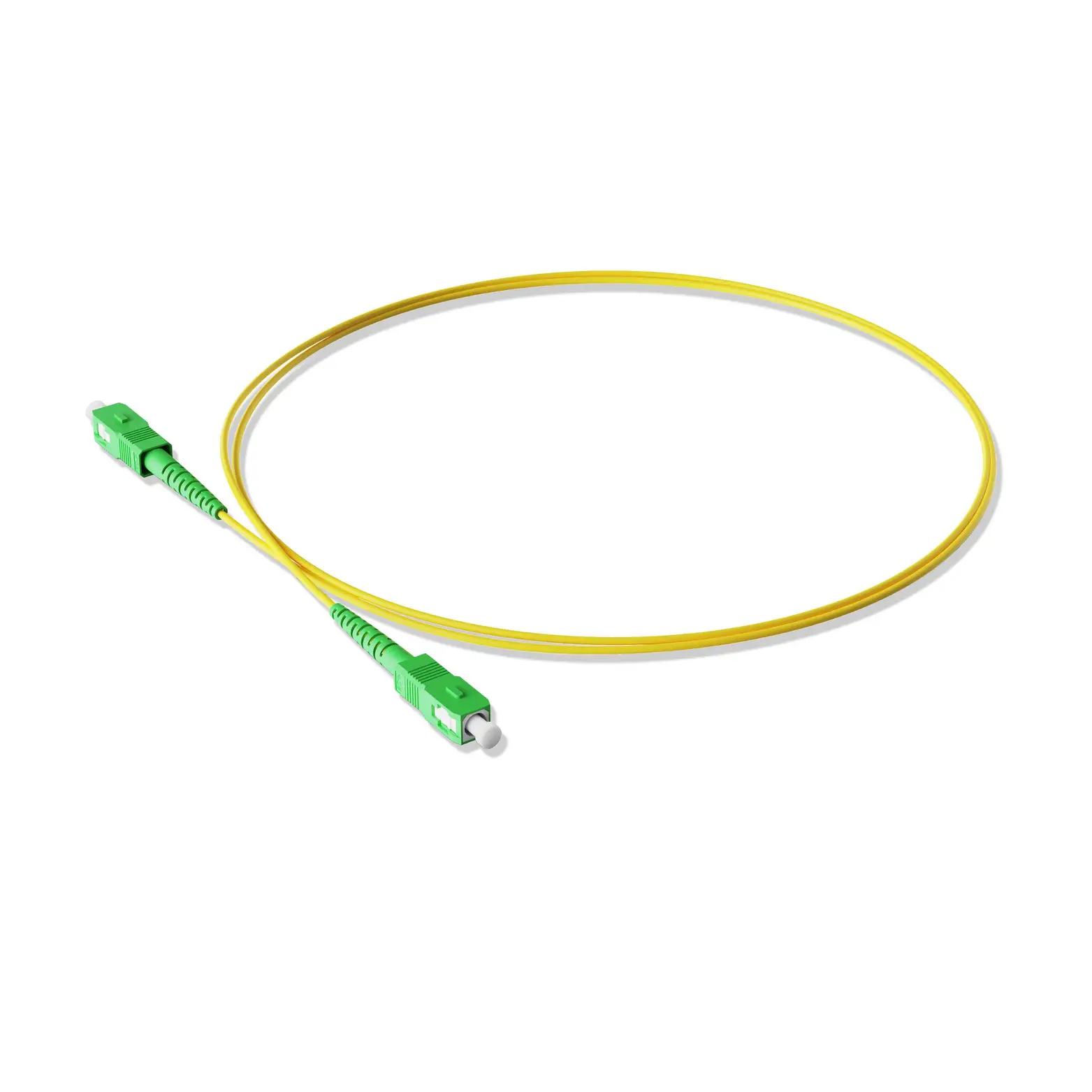 20m 66ft Fiber Patch Cable 1 Fiber SC APC Simplex to SC APC Simplex Singlemode OS2 Riser OFNR 2.0mm Yellow