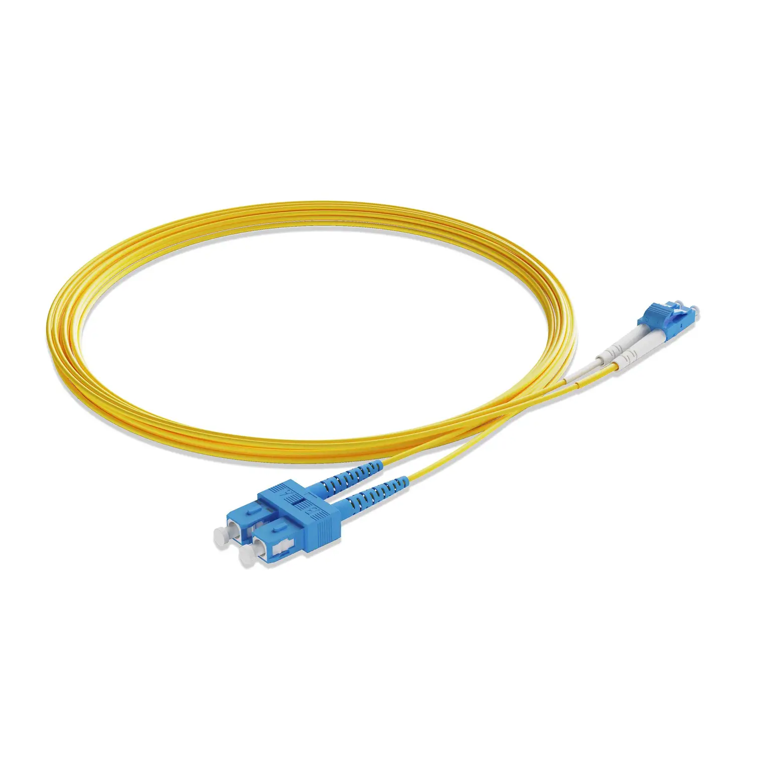 20m 66ft Fiber Patch Cable 2 Fibers LC UPC Duplex to SC UPC Duplex Singlemode OS2 Riser OFNR 2.0mm Yellow