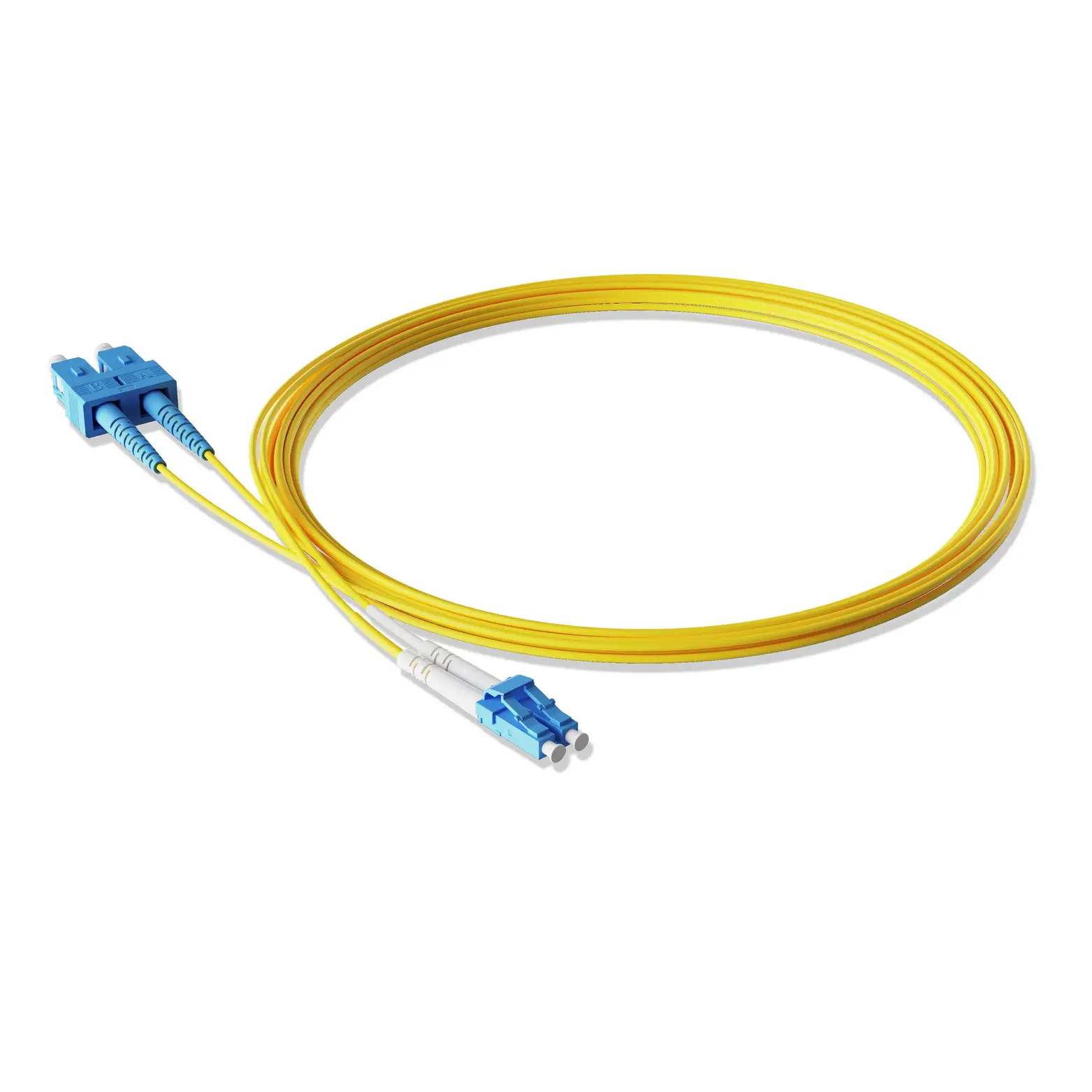 2m 7ft Fiber Patch Cable 2 Fibers LC UPC Duplex to SC UPC Duplex Singlemode OS2 Riser OFNR 2.0mm Yellow