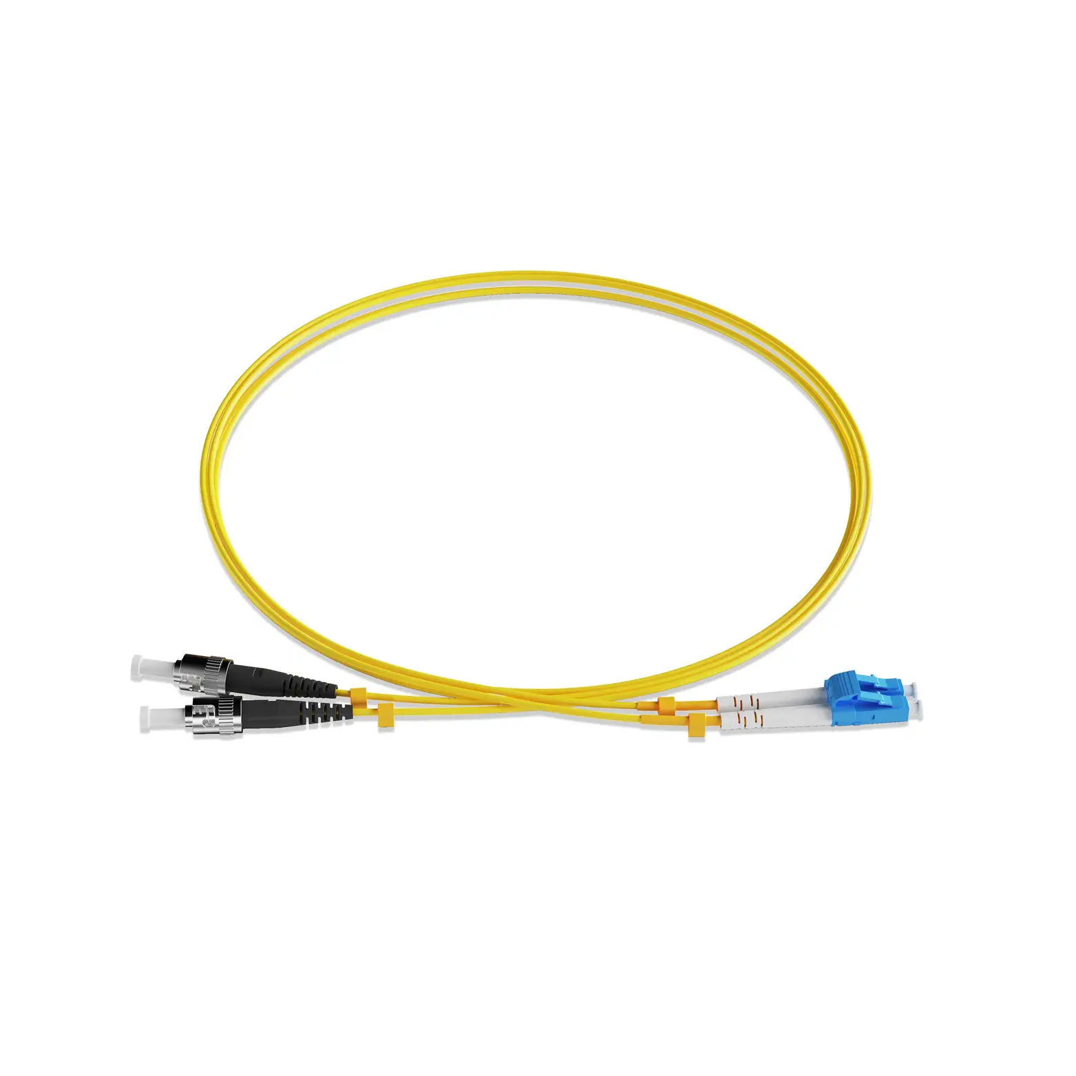 7m 23ft Fiber Patch Cable 2 Fibers LC UPC Duplex to ST UPC Duplex Singlemode OS2 Riser OFNR 2.0mm Yellow